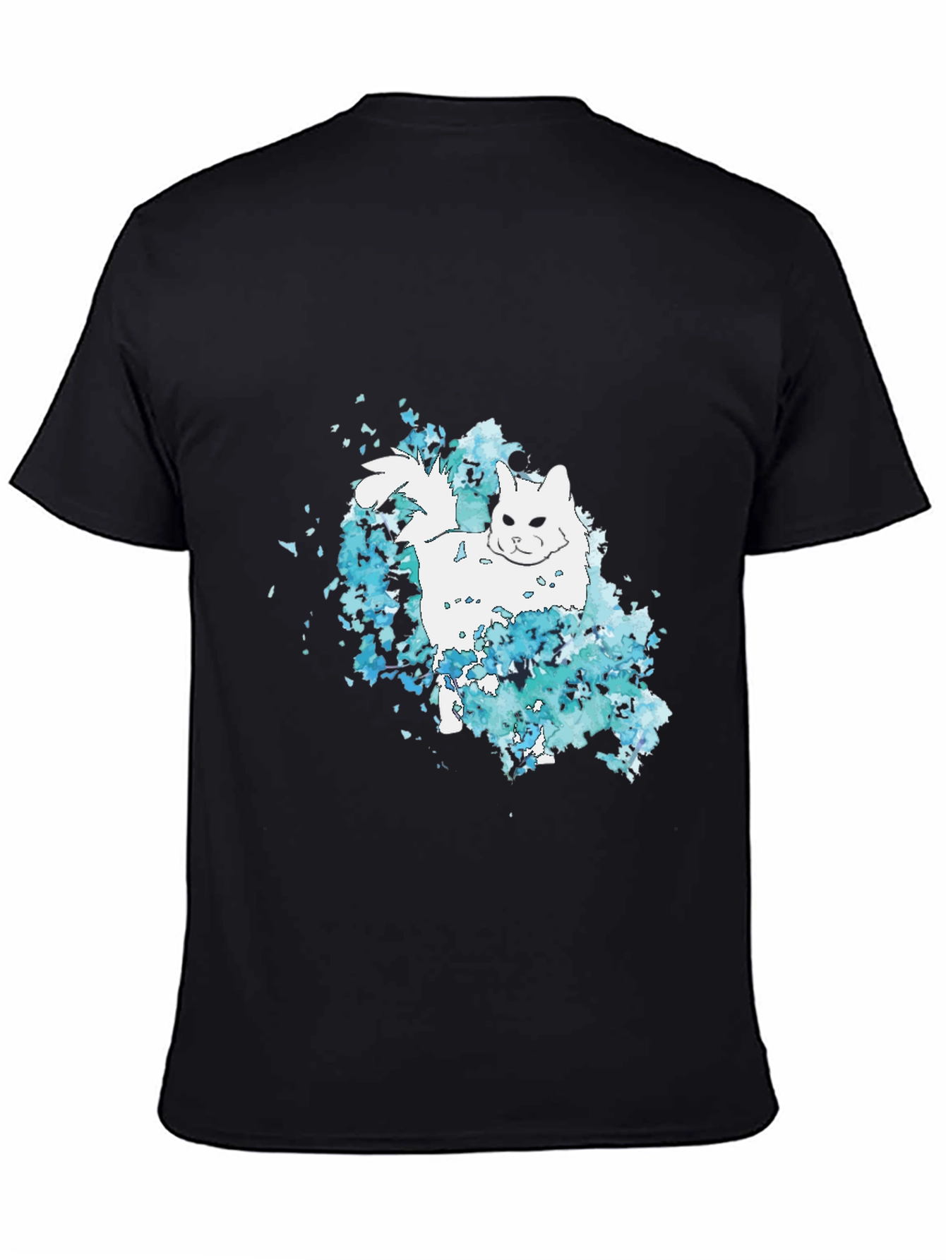 Cat Watercolor Black T-Shirt