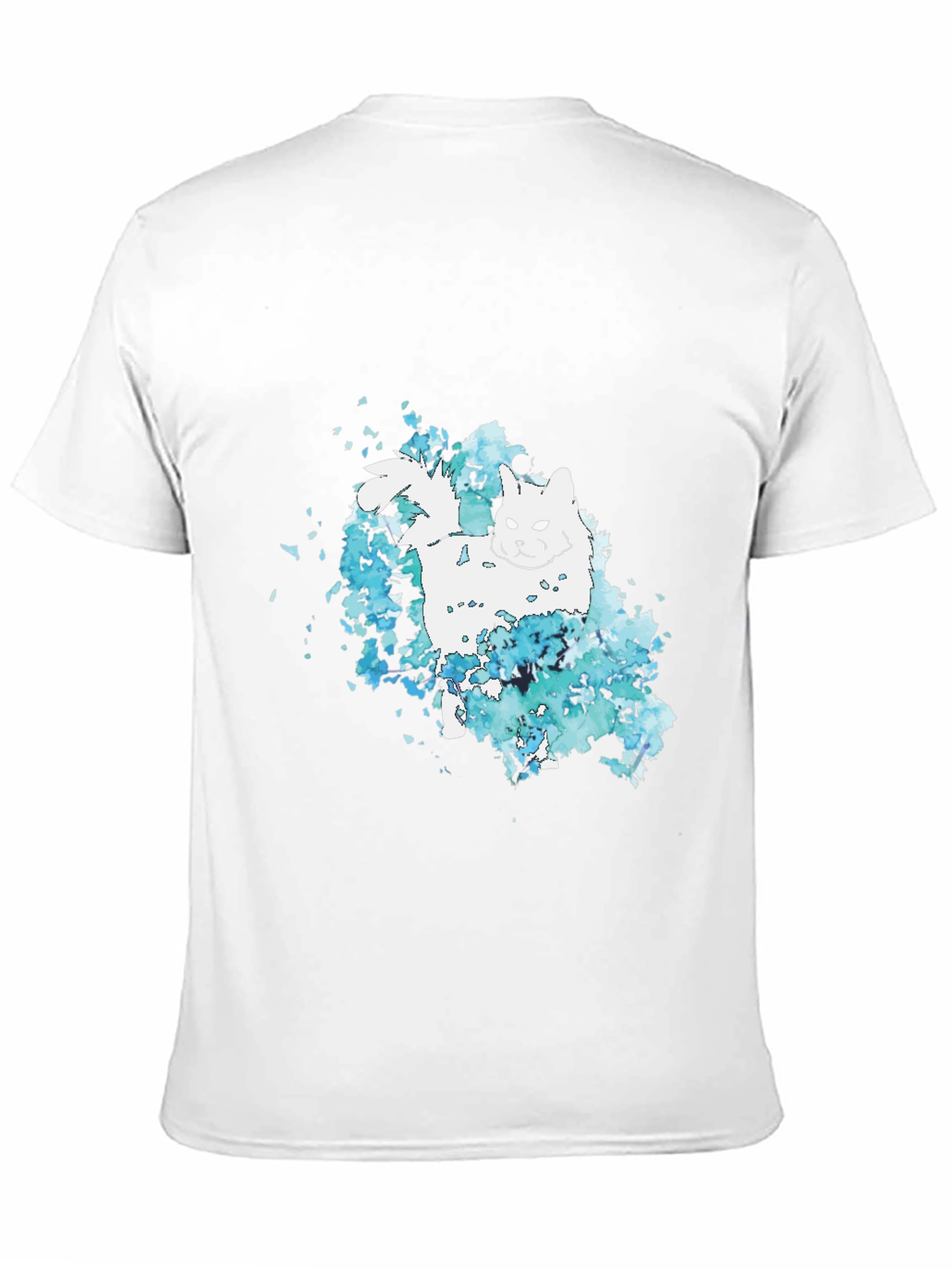 Cat Watercolor Black T-Shirt