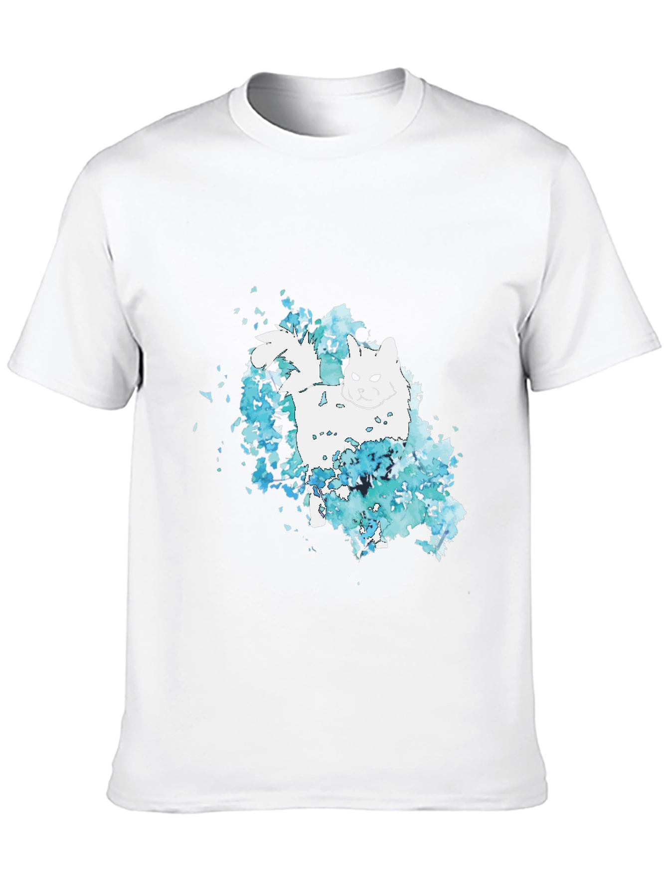 Cat Watercolor Black T-Shirt