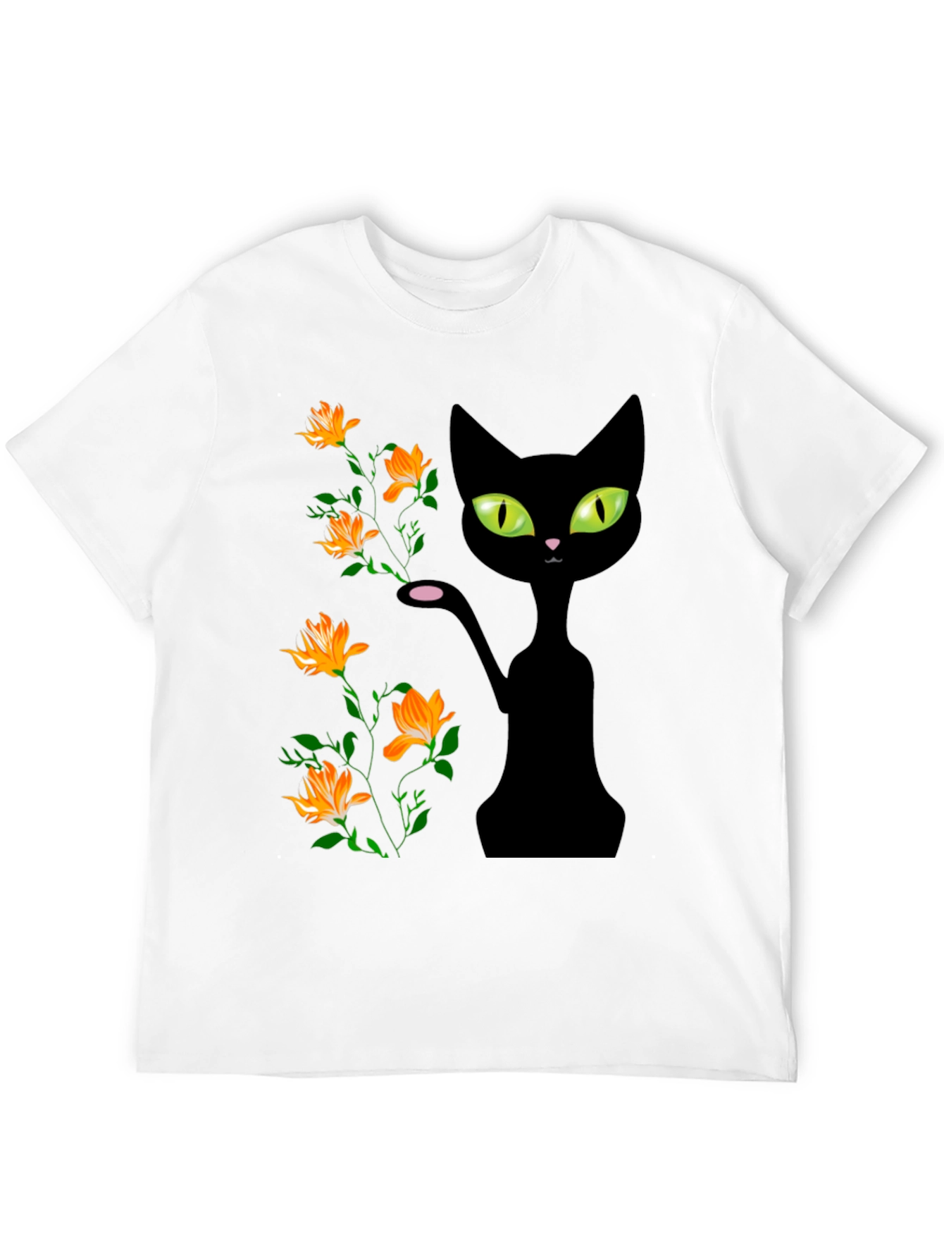 Black Cat Floral T-Shirt