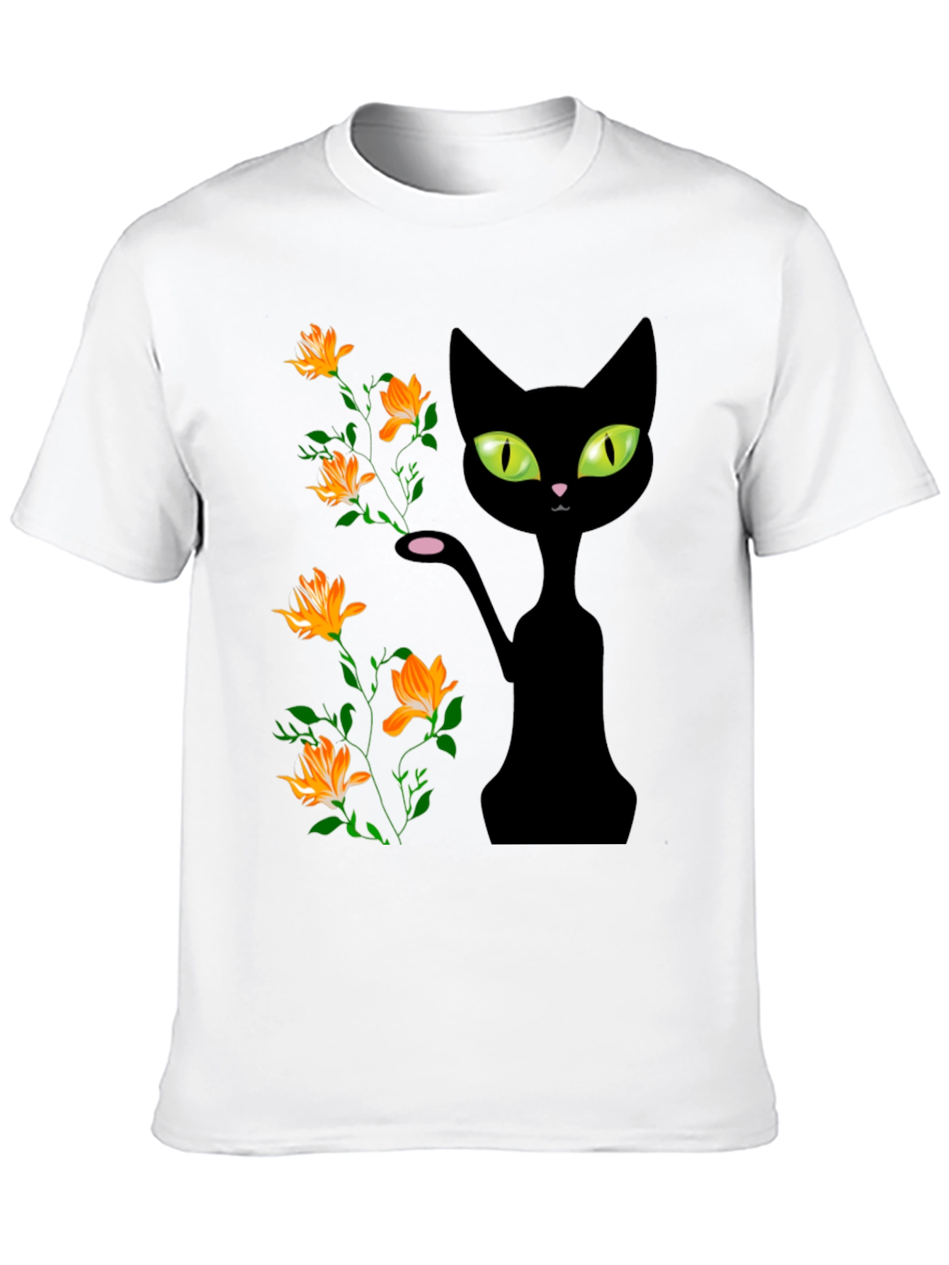 Black Cat Floral T-Shirt