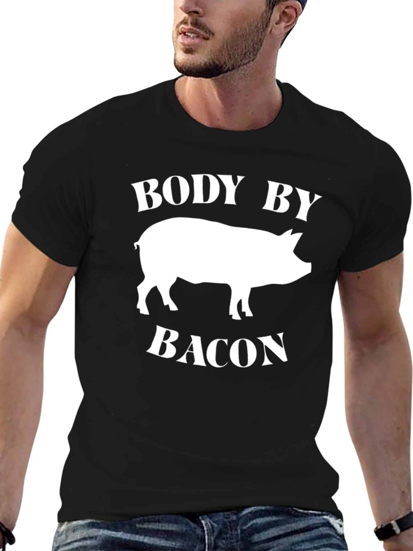 Body by Bacon T-Shirt - Funny Pig Graphic Tee