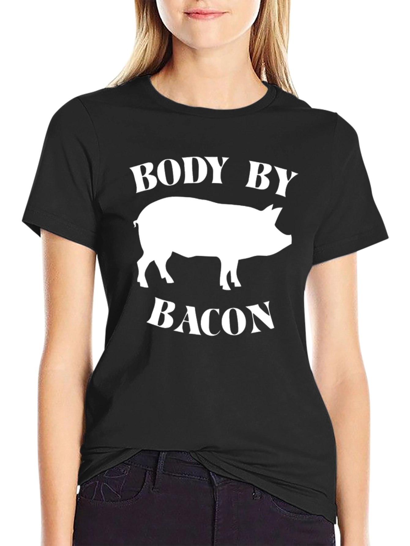 Body by Bacon T-Shirt - Funny Pig Graphic Tee