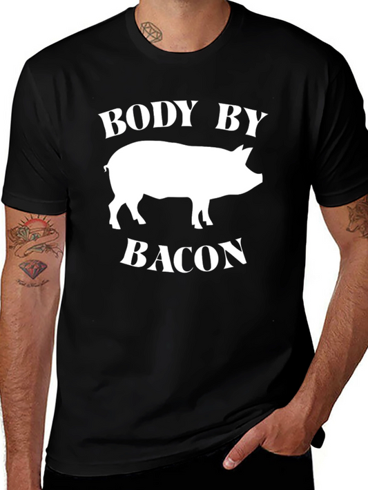 Body by Bacon T-Shirt - Funny Pig Graphic Tee