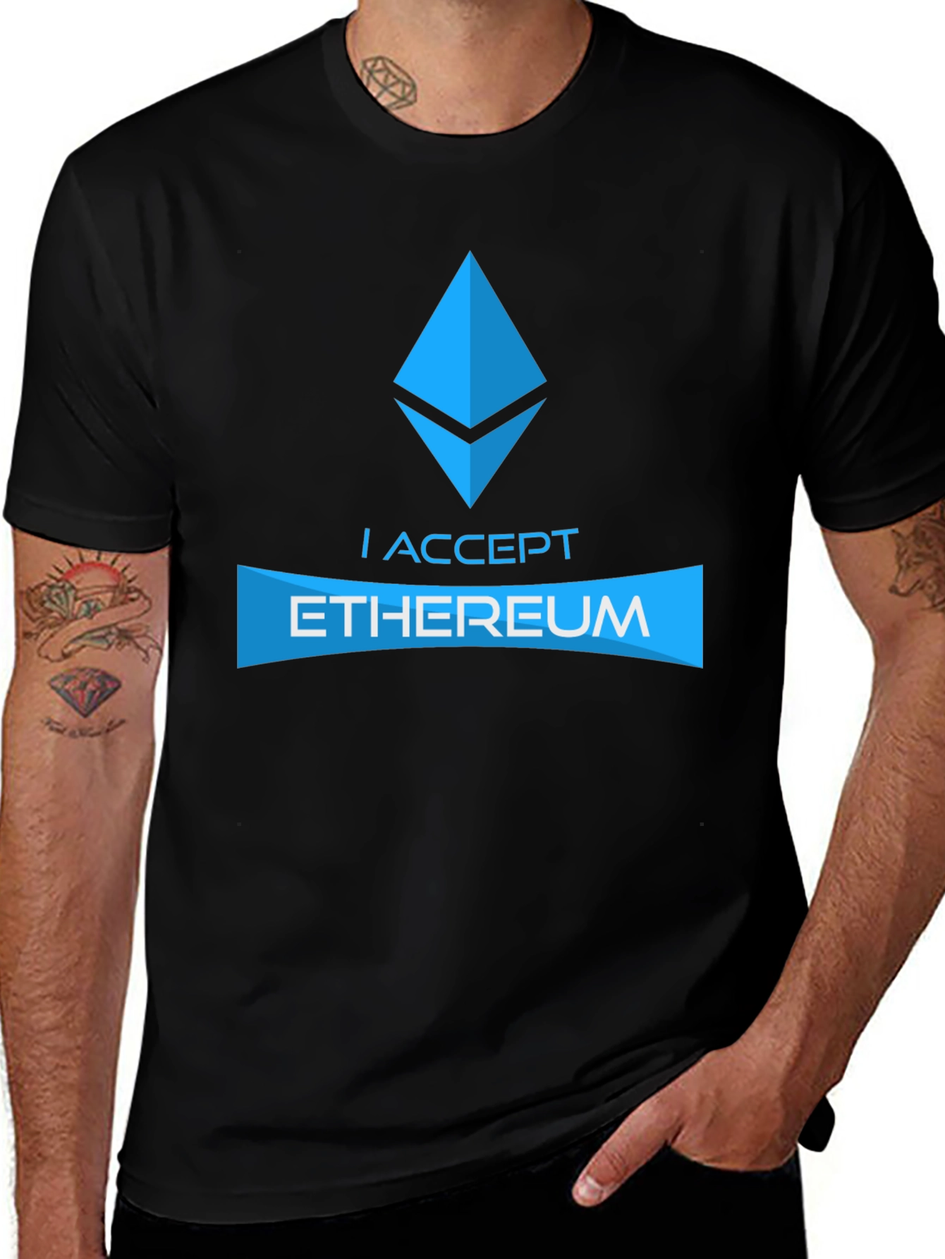I Accept Ethereum Black T-Shirt Crypto Currency Tee
