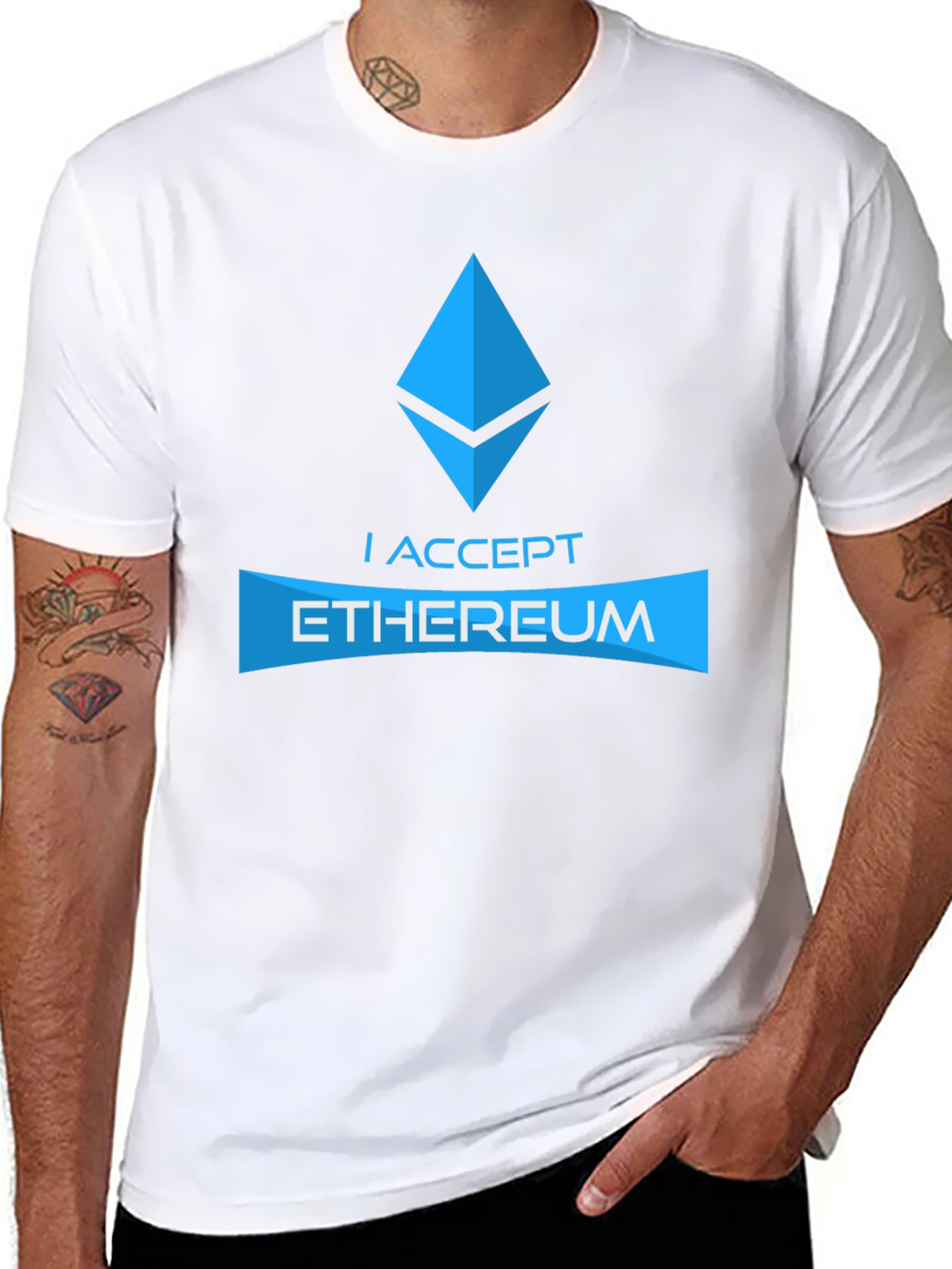 I Accept Ethereum Black T-Shirt Crypto Currency Tee