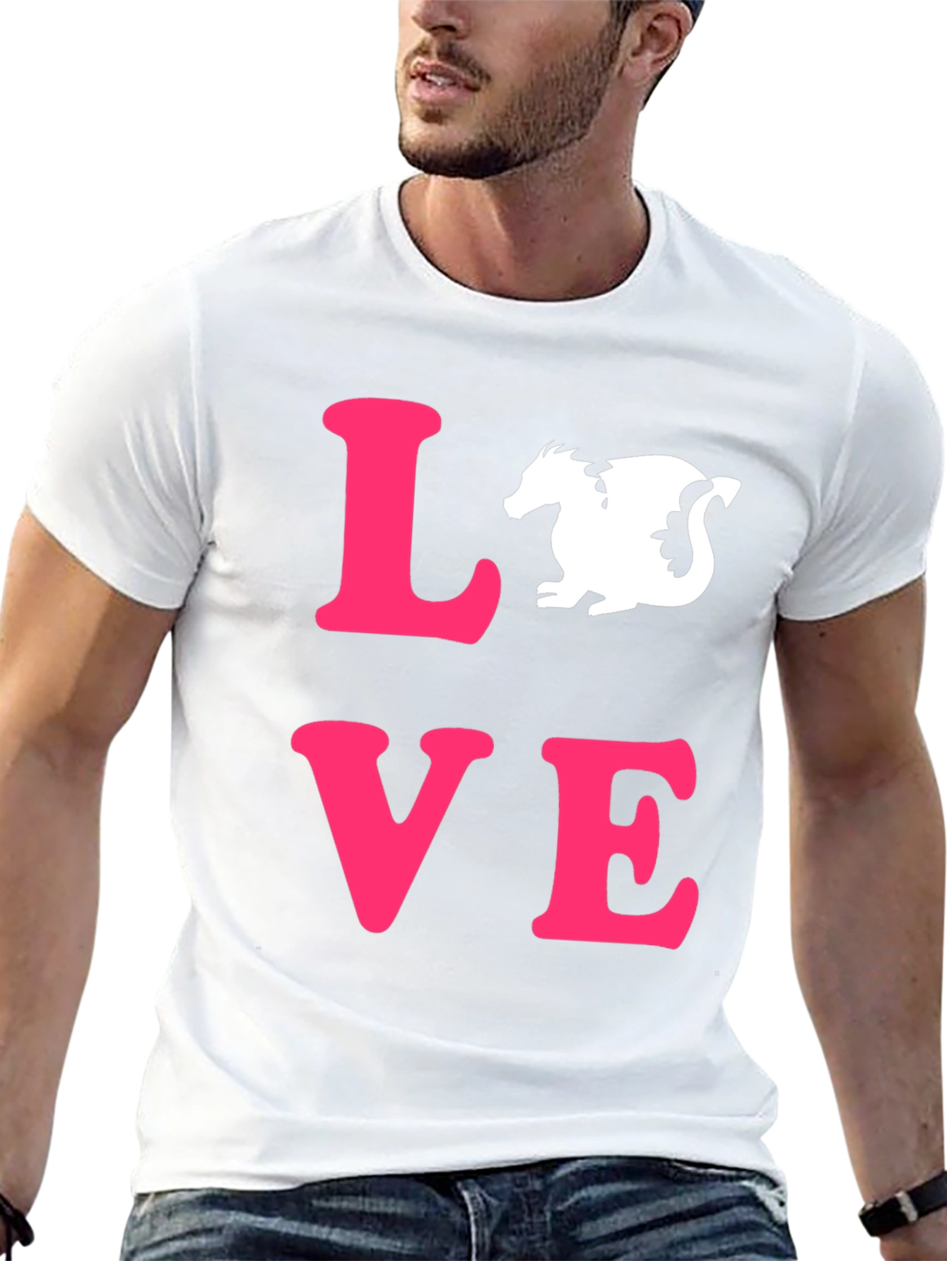 Love Dragon Graphic Tee - Black Cotton Casual T-Shirt