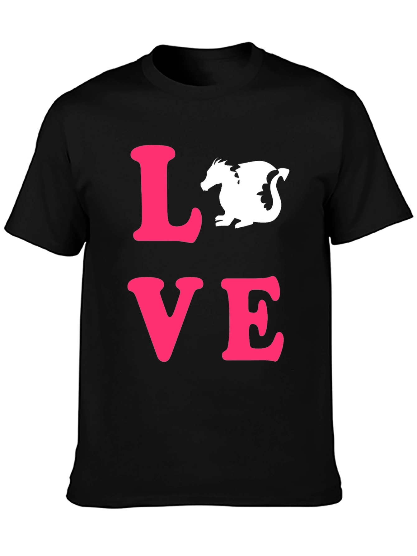 Love Dragon Graphic Tee - Black Cotton Casual T-Shirt