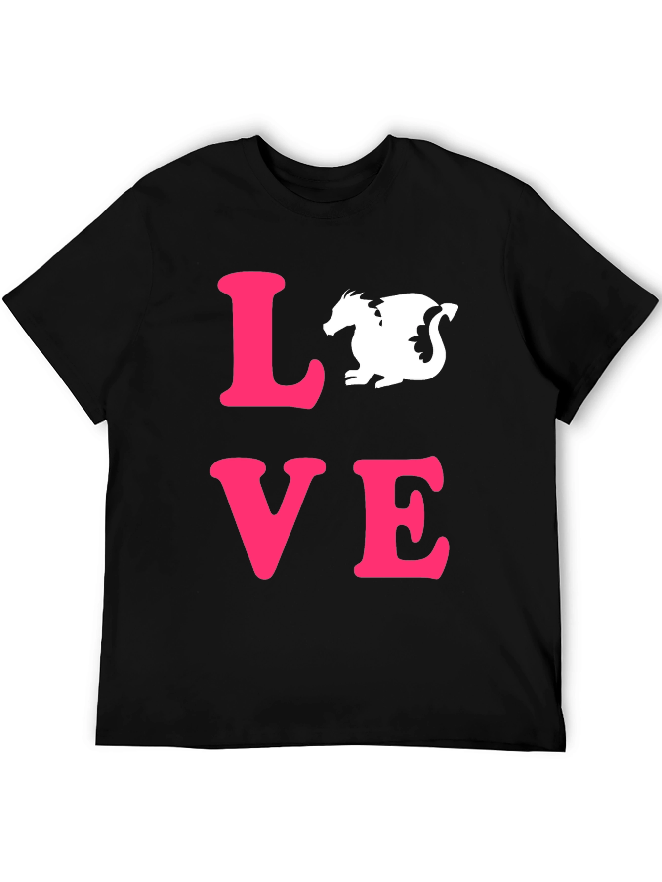 Love Dragon Graphic Tee - Black Cotton Casual T-Shirt