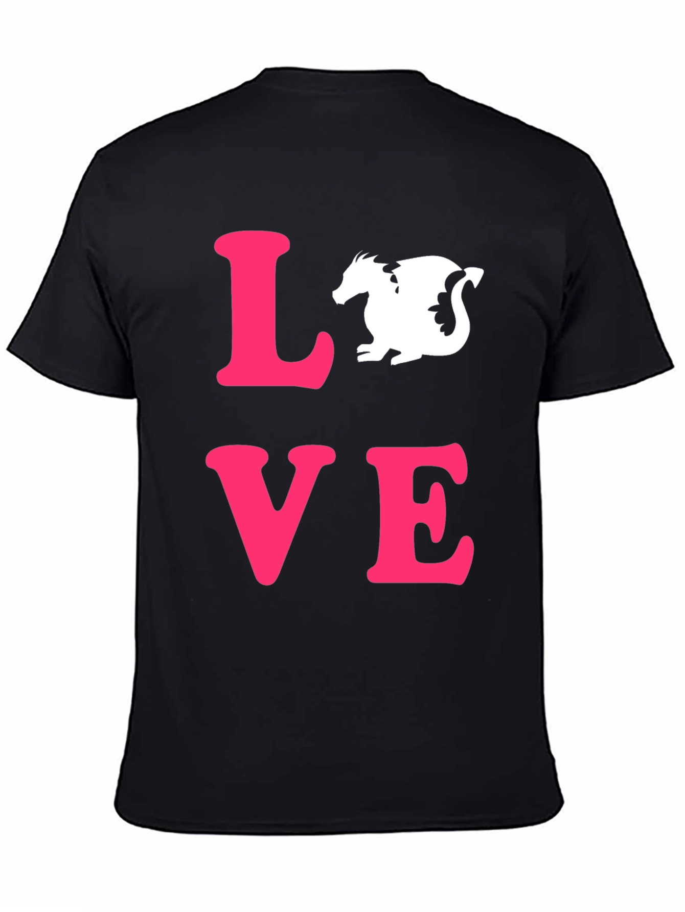 Love Dragon Graphic Tee - Black Cotton Casual T-Shirt