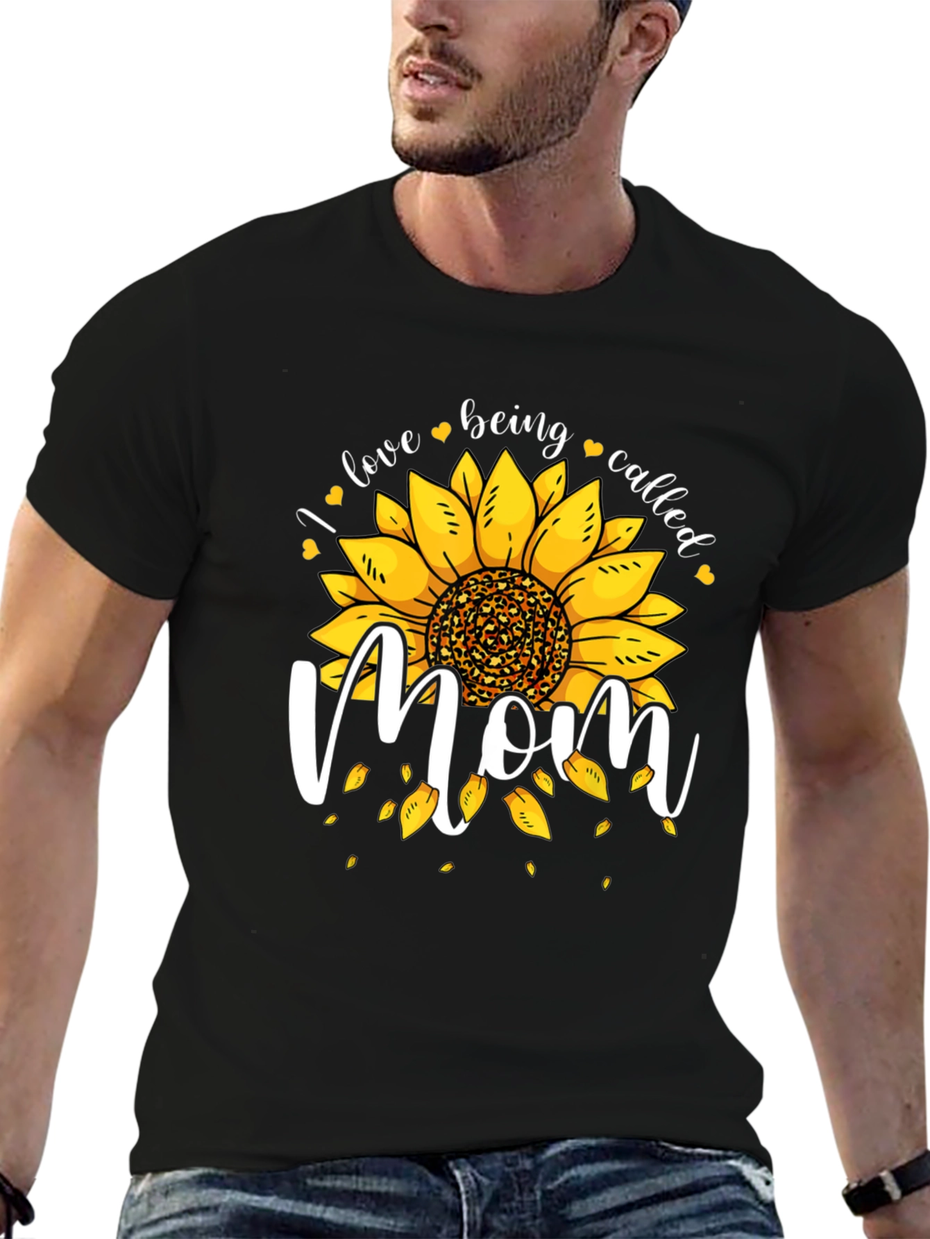 Sunflower Mom Graphic Tee - Black Cotton Blend