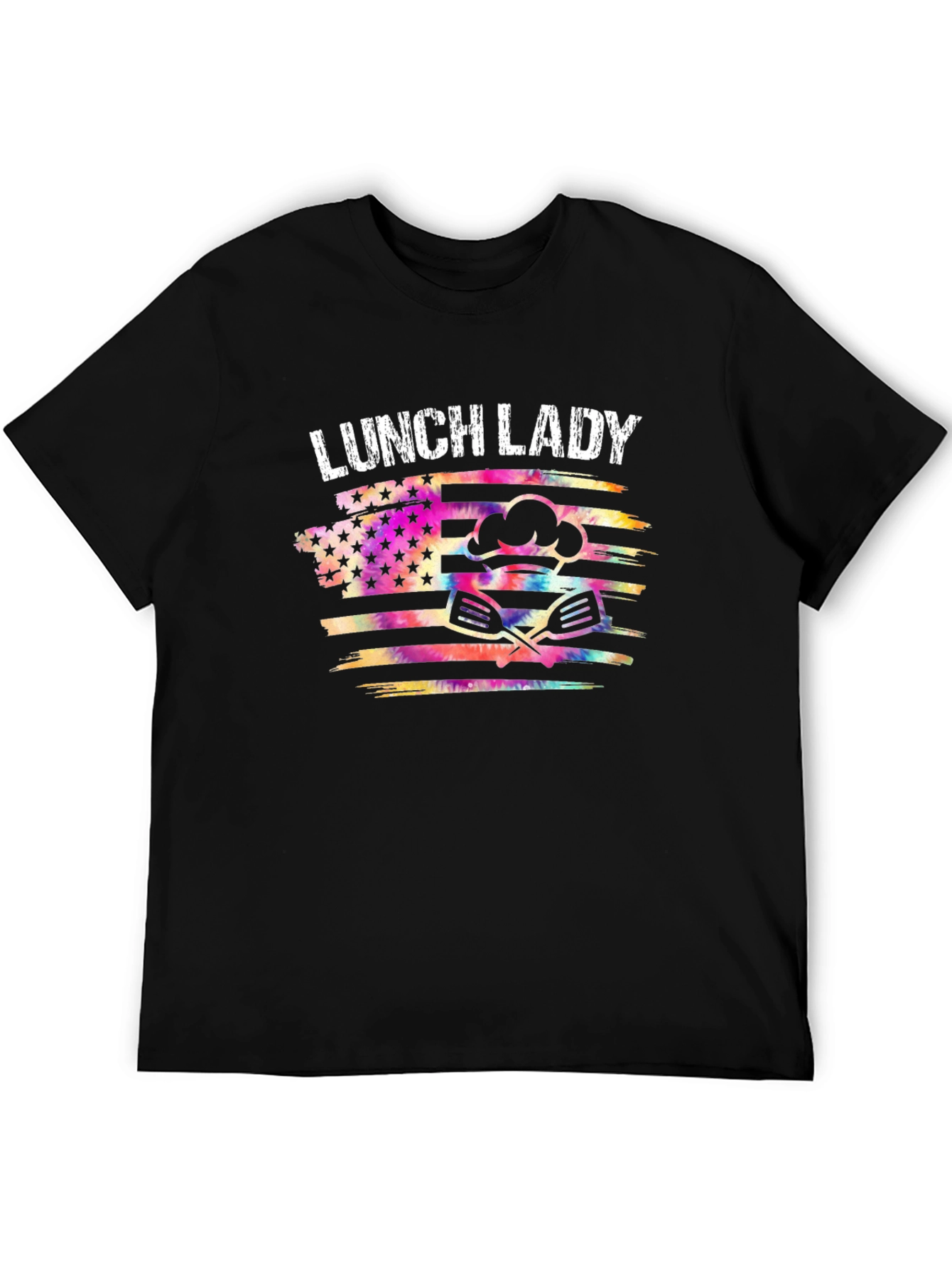 Lunch Lady Tie Dye American Flag Graphic T-Shirt