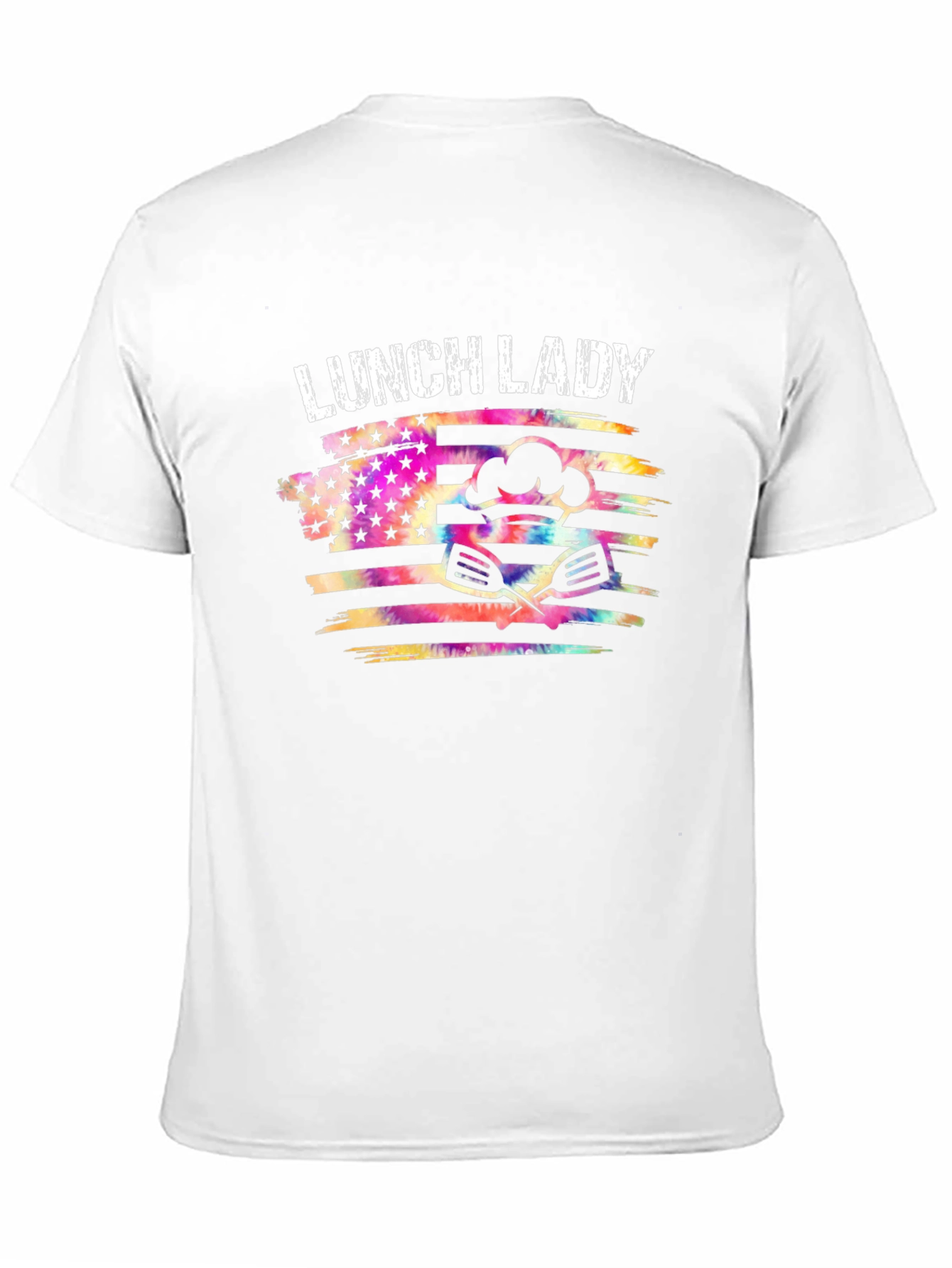 Lunch Lady Tie Dye American Flag Graphic T-Shirt