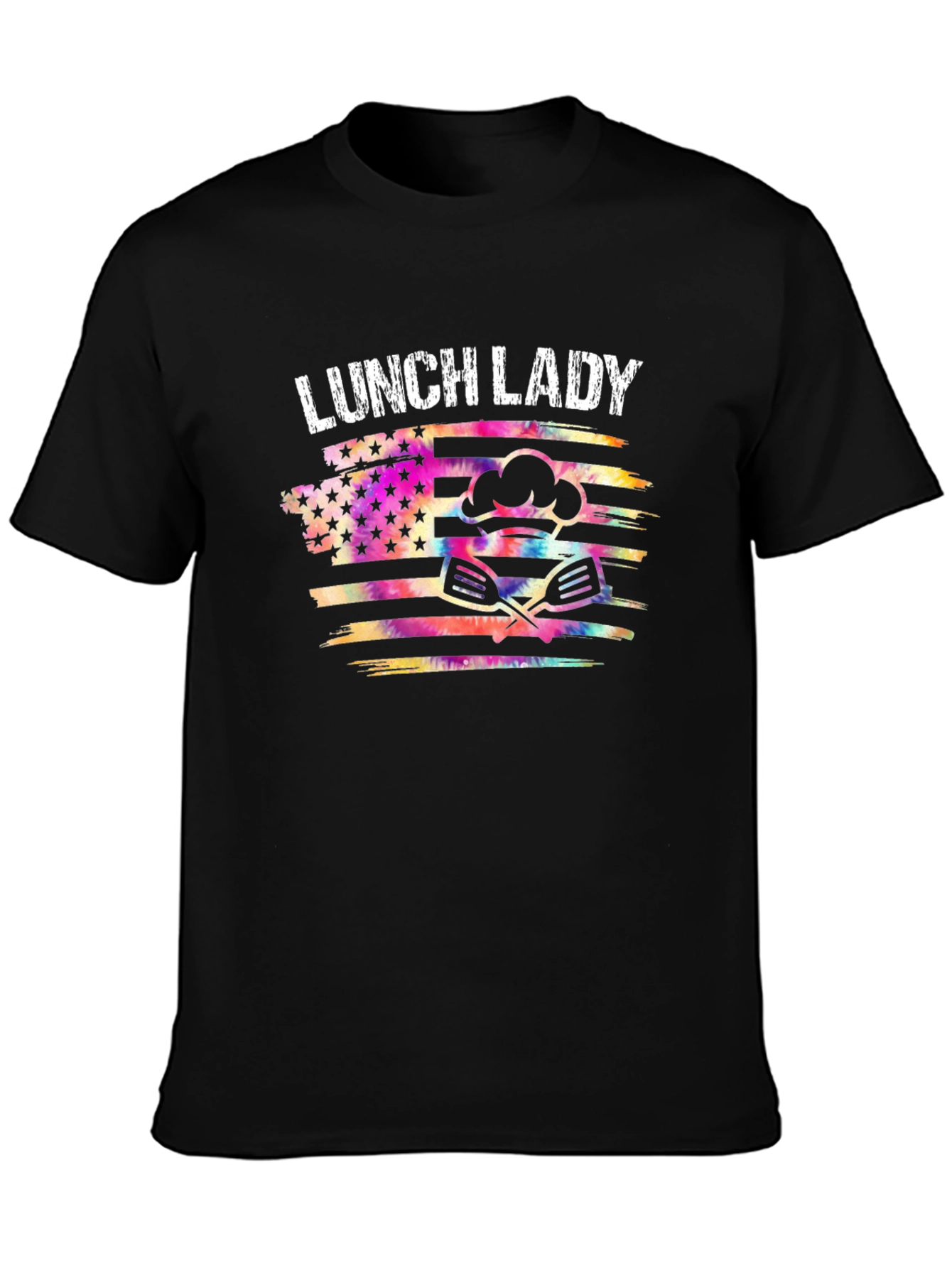 Lunch Lady Tie Dye American Flag Graphic T-Shirt