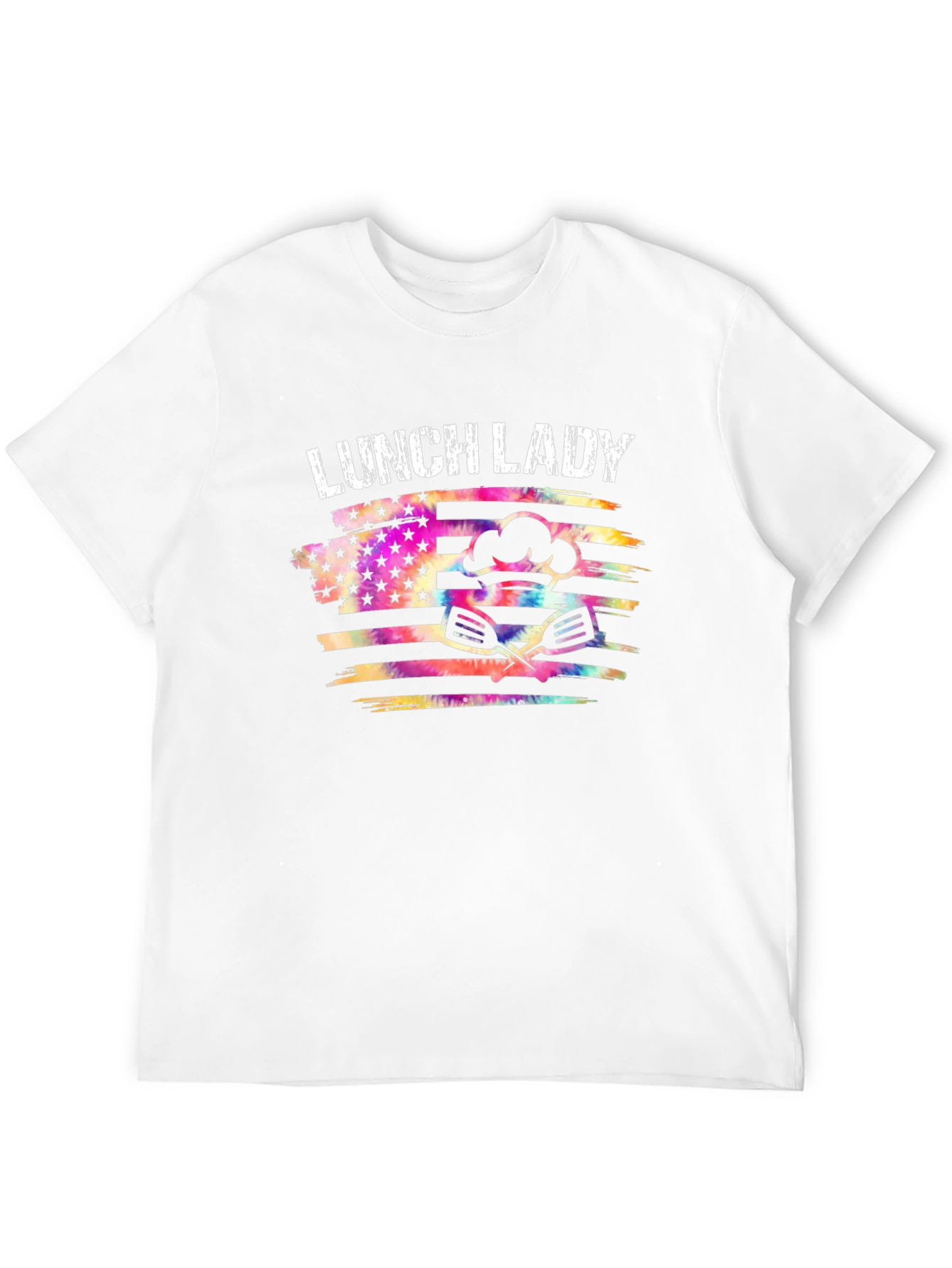 Lunch Lady Tie Dye American Flag Graphic T-Shirt