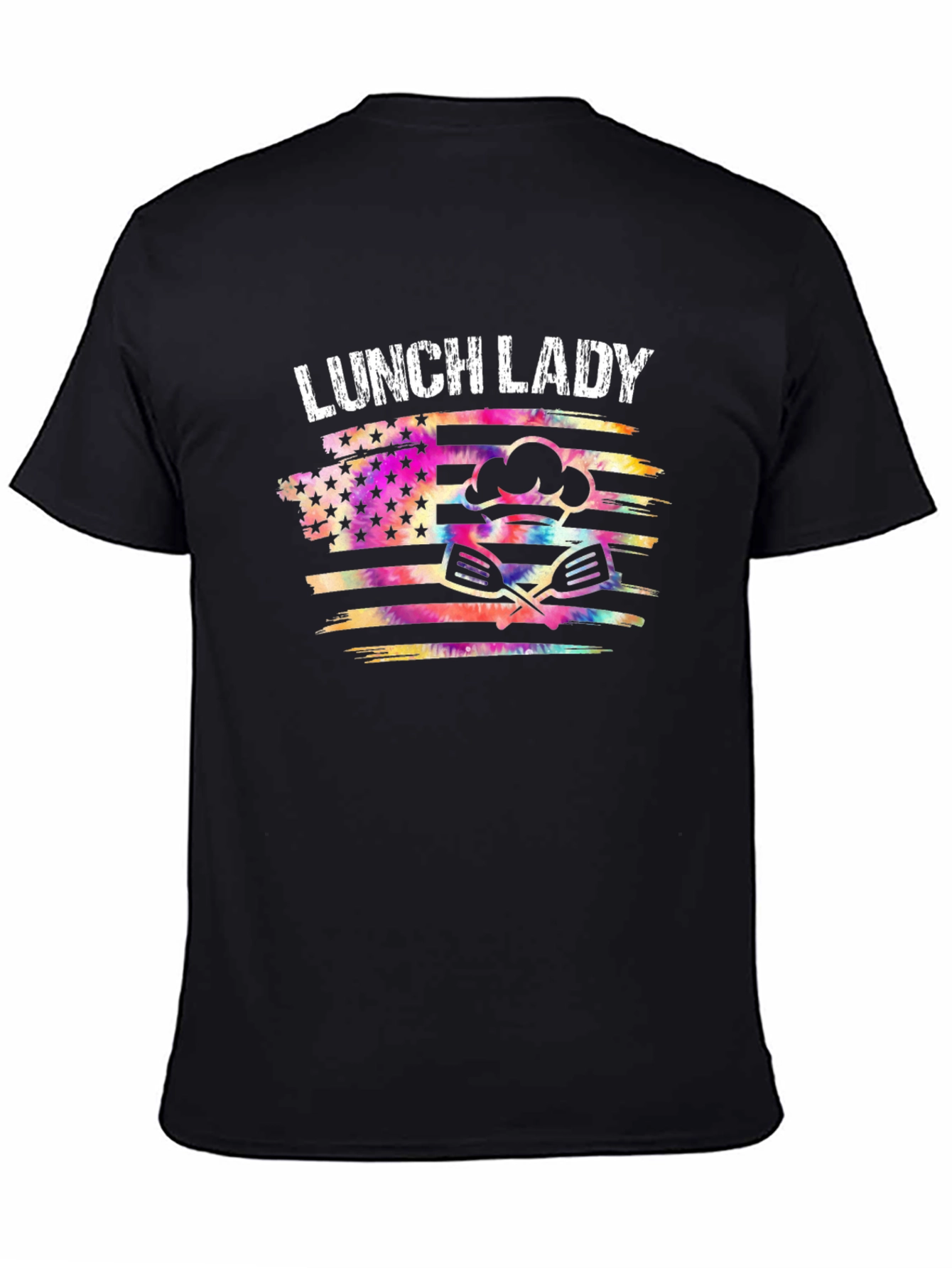 Lunch Lady Tie Dye American Flag Graphic T-Shirt