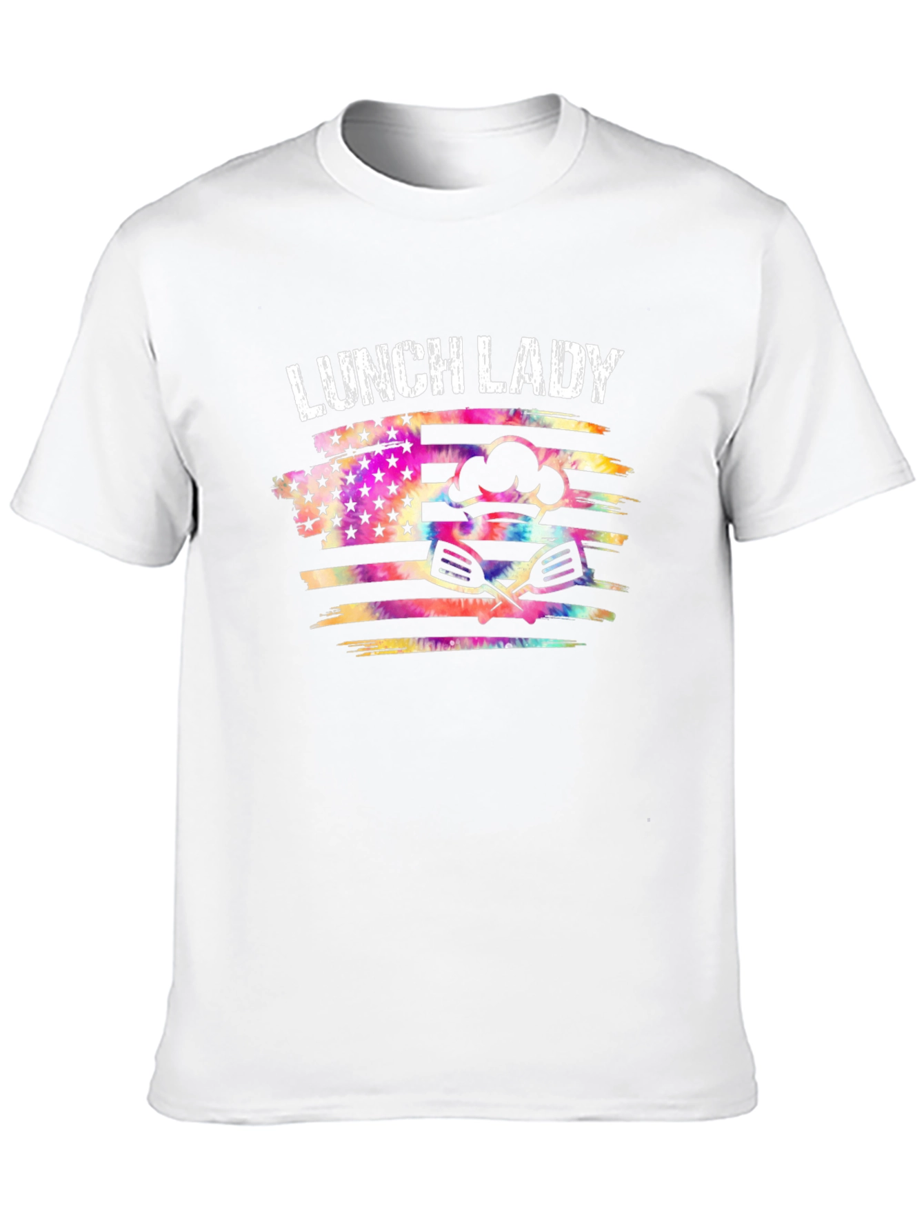 Lunch Lady Tie Dye American Flag Graphic T-Shirt