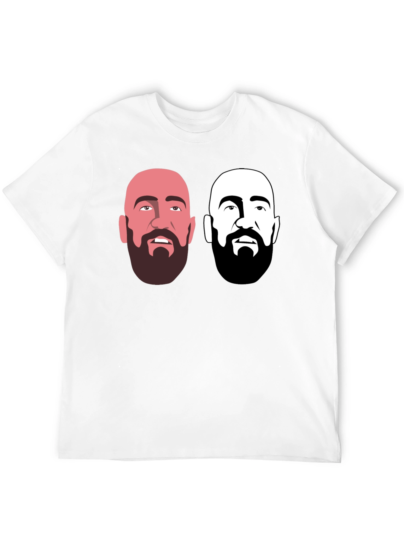 Mens Black Graphic T-Shirt - Bearded Faces Design