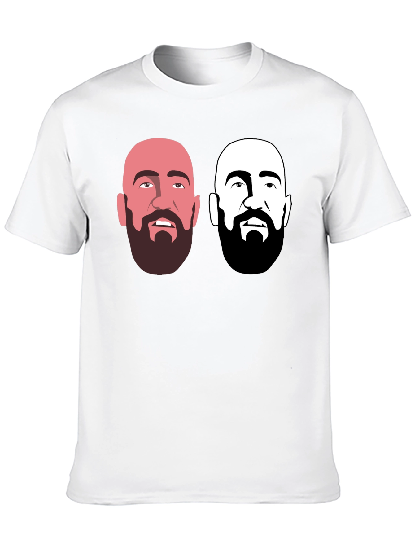 Mens Black Graphic T-Shirt - Bearded Faces Design