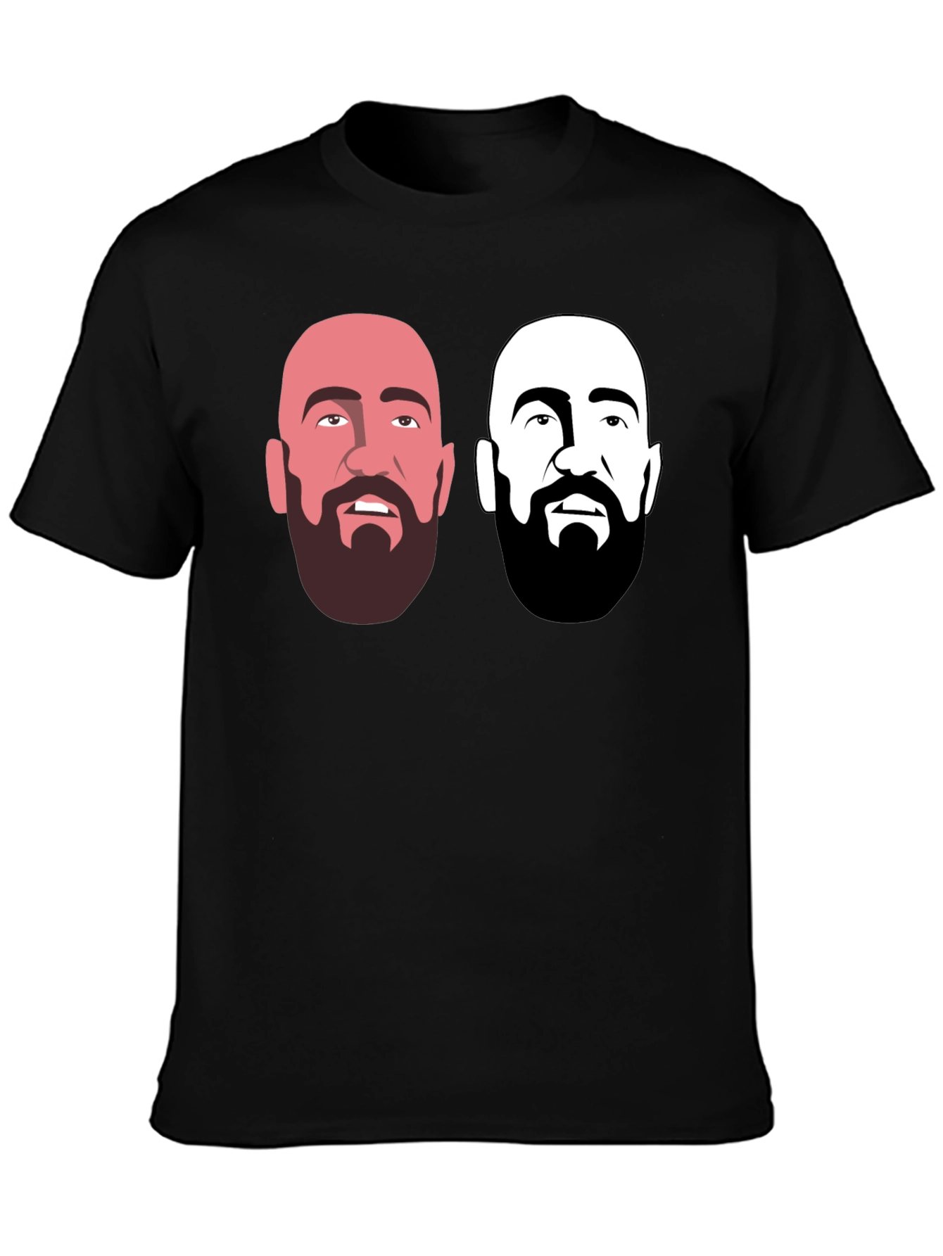 Mens Black Graphic T-Shirt - Bearded Faces Design
