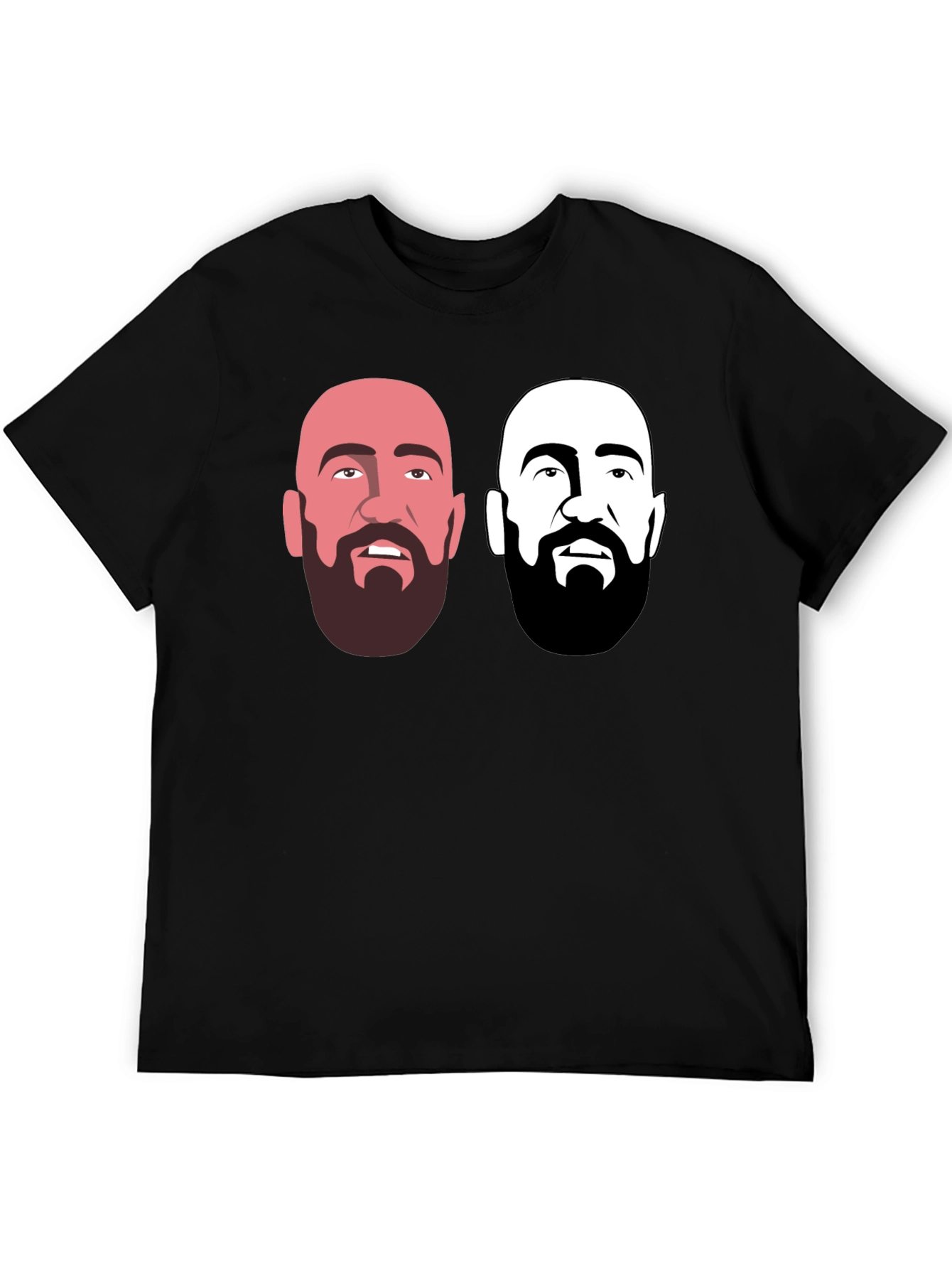 Mens Black Graphic T-Shirt - Bearded Faces Design