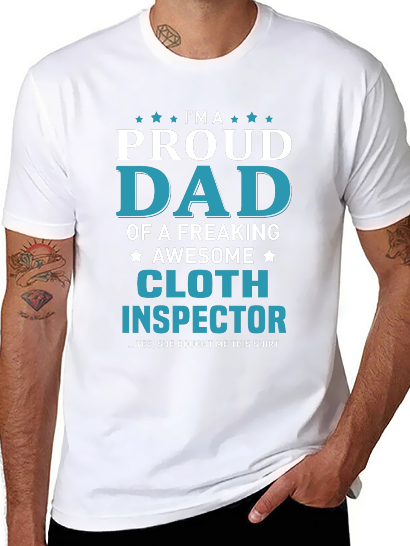 Proud Dad Cloth Inspector Novelty Graphic T-Shirt