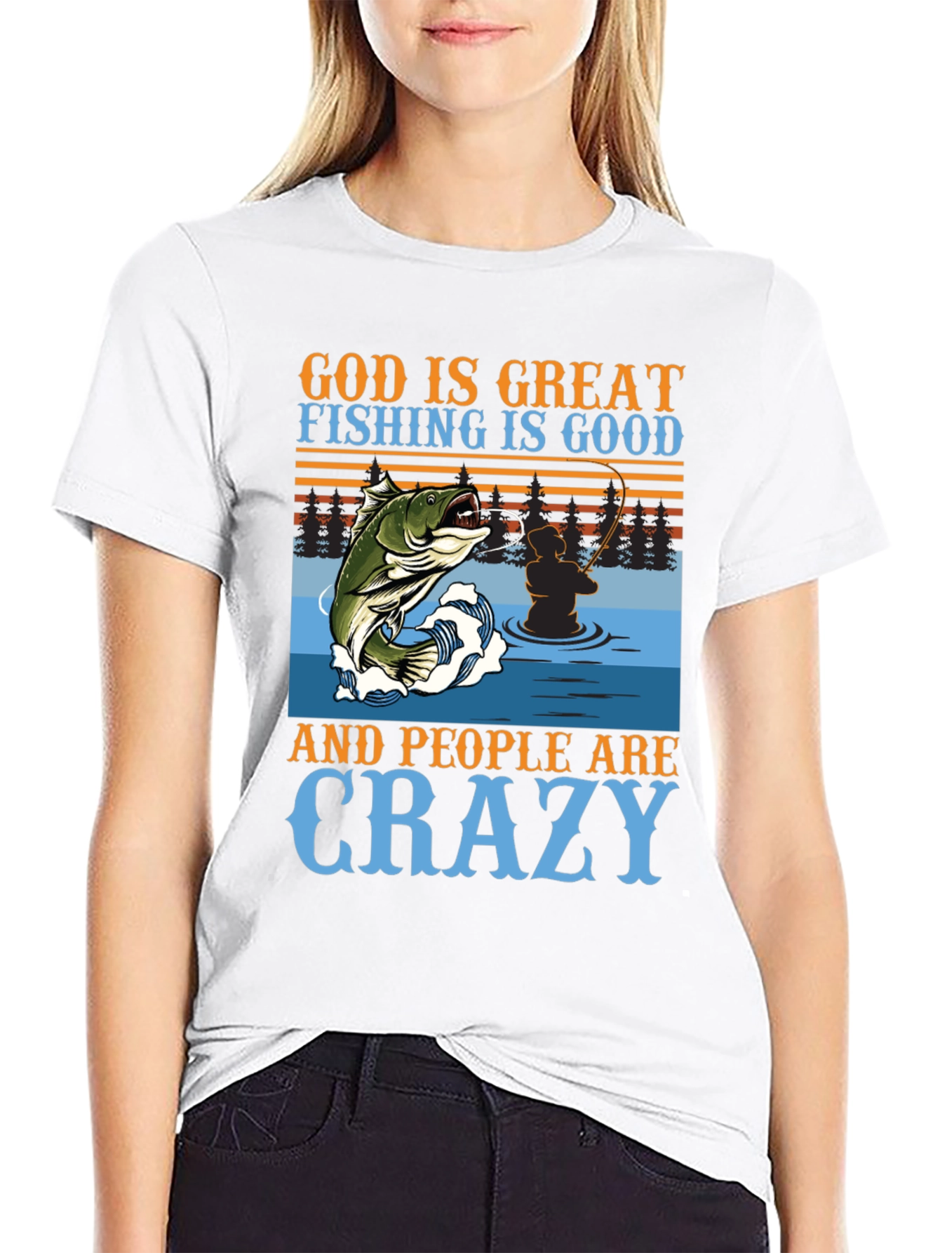 Fishing Graphic T-Shirt - God is Great Crazy People