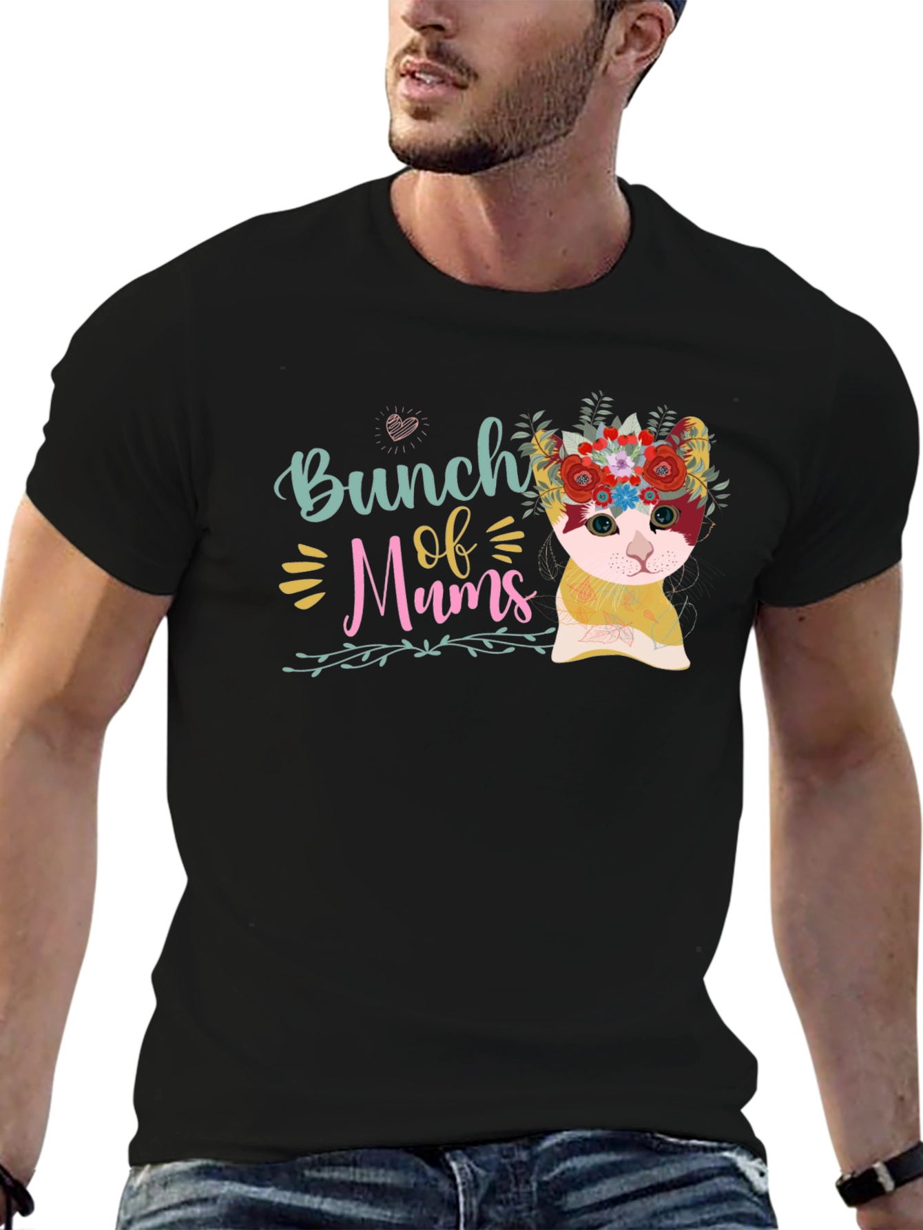 Bunch of Mums Floral Cat T-Shirt