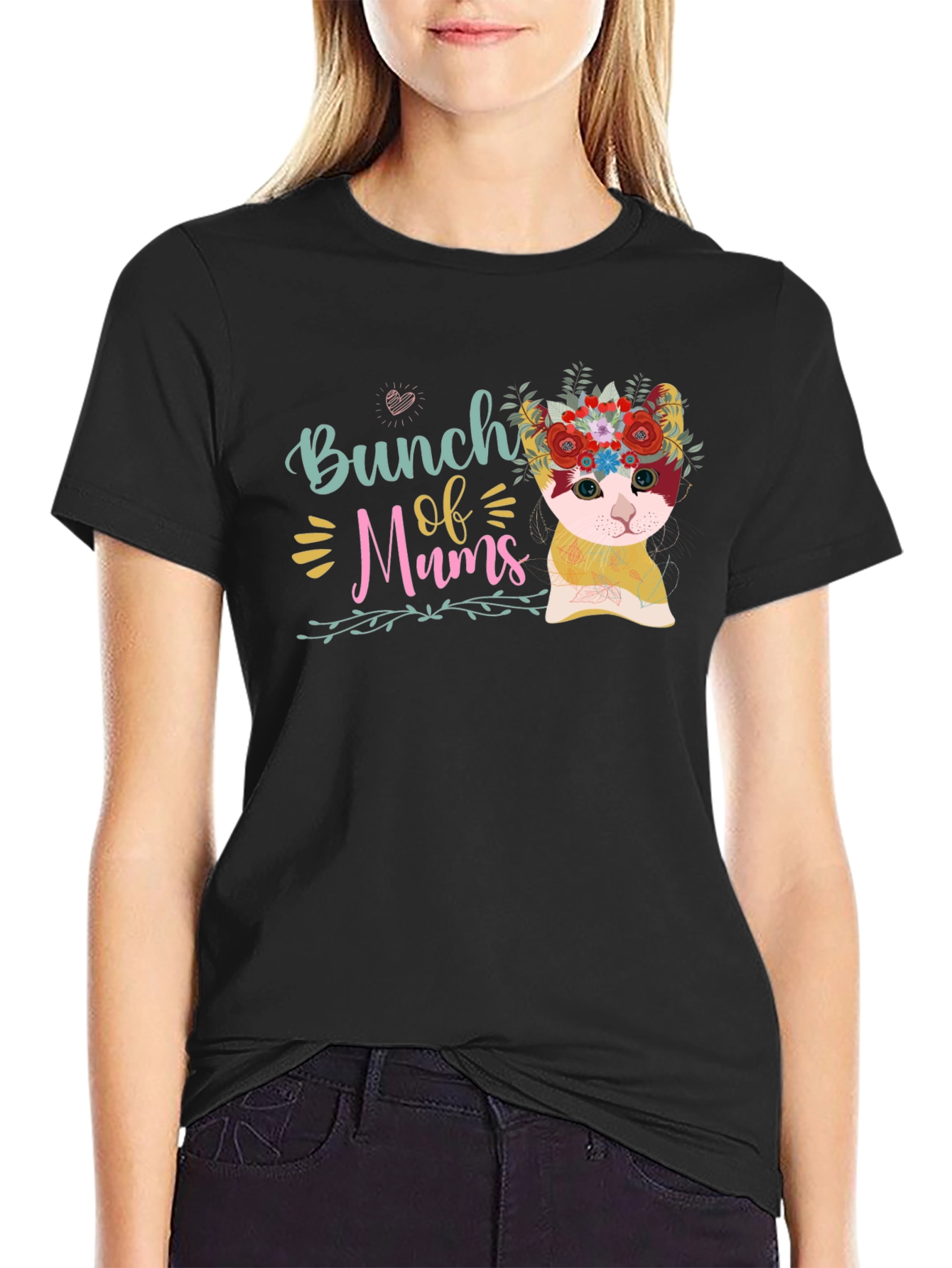 Bunch of Mums Floral Cat T-Shirt