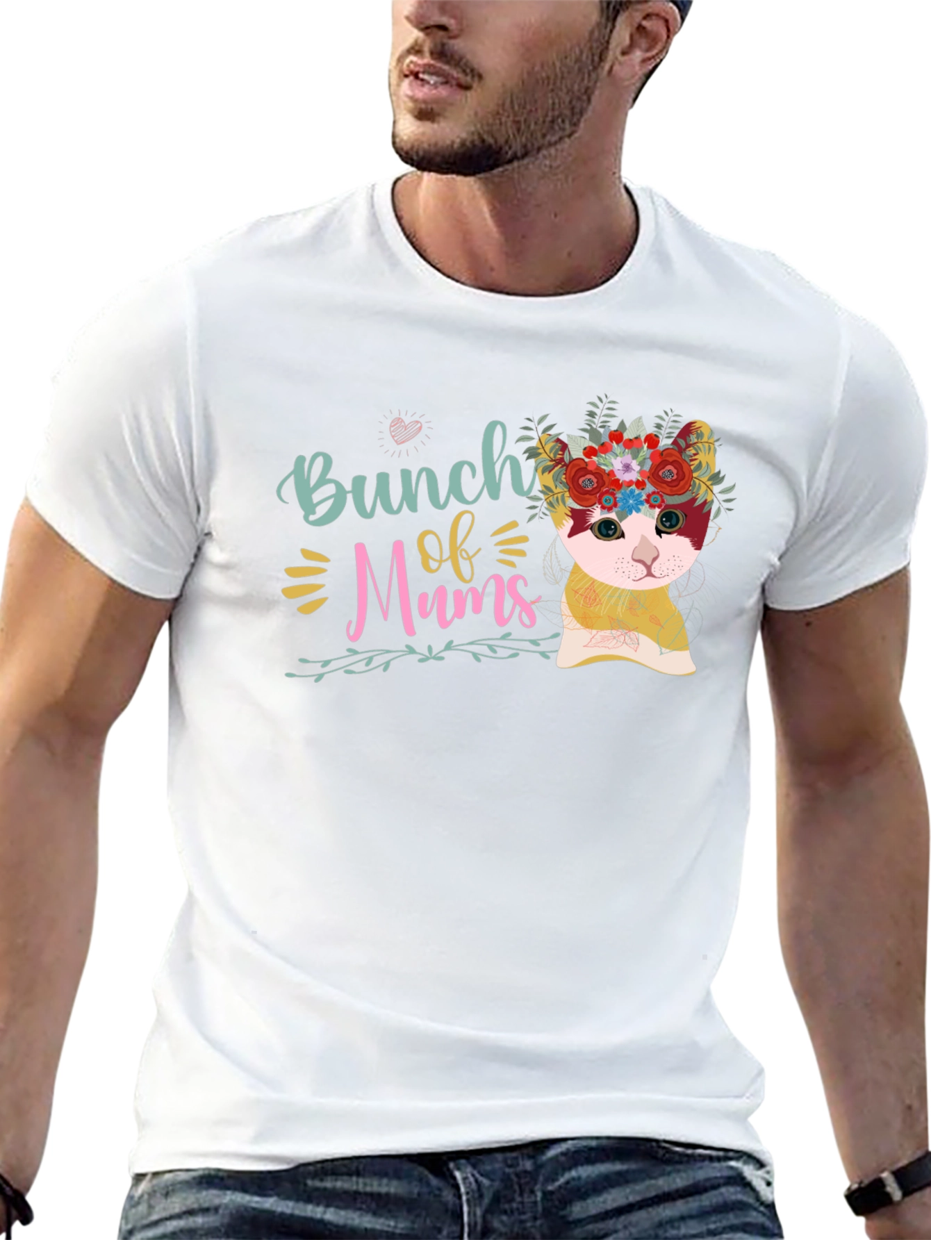 Bunch of Mums Floral Cat T-Shirt