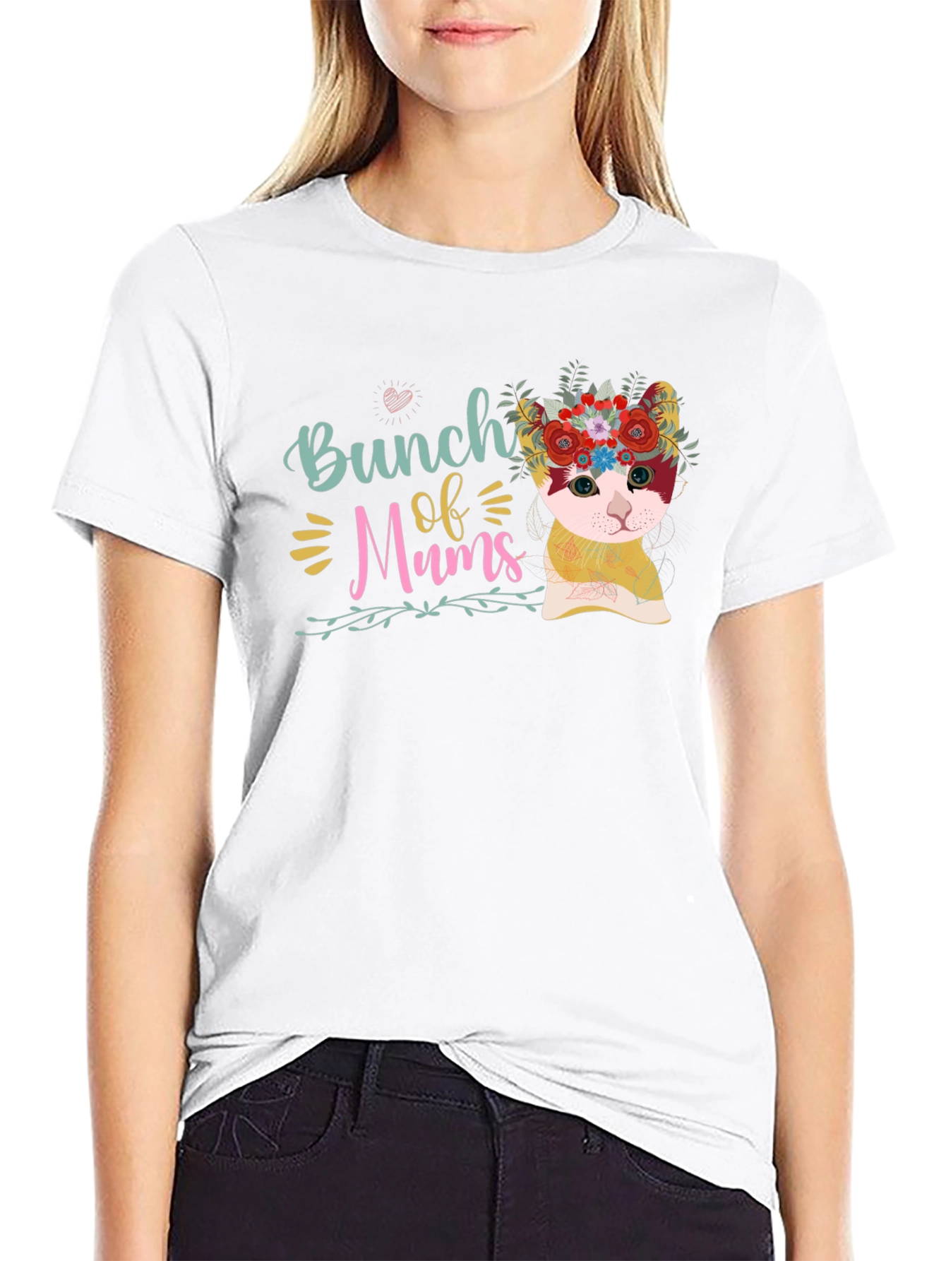 Bunch of Mums Floral Cat T-Shirt