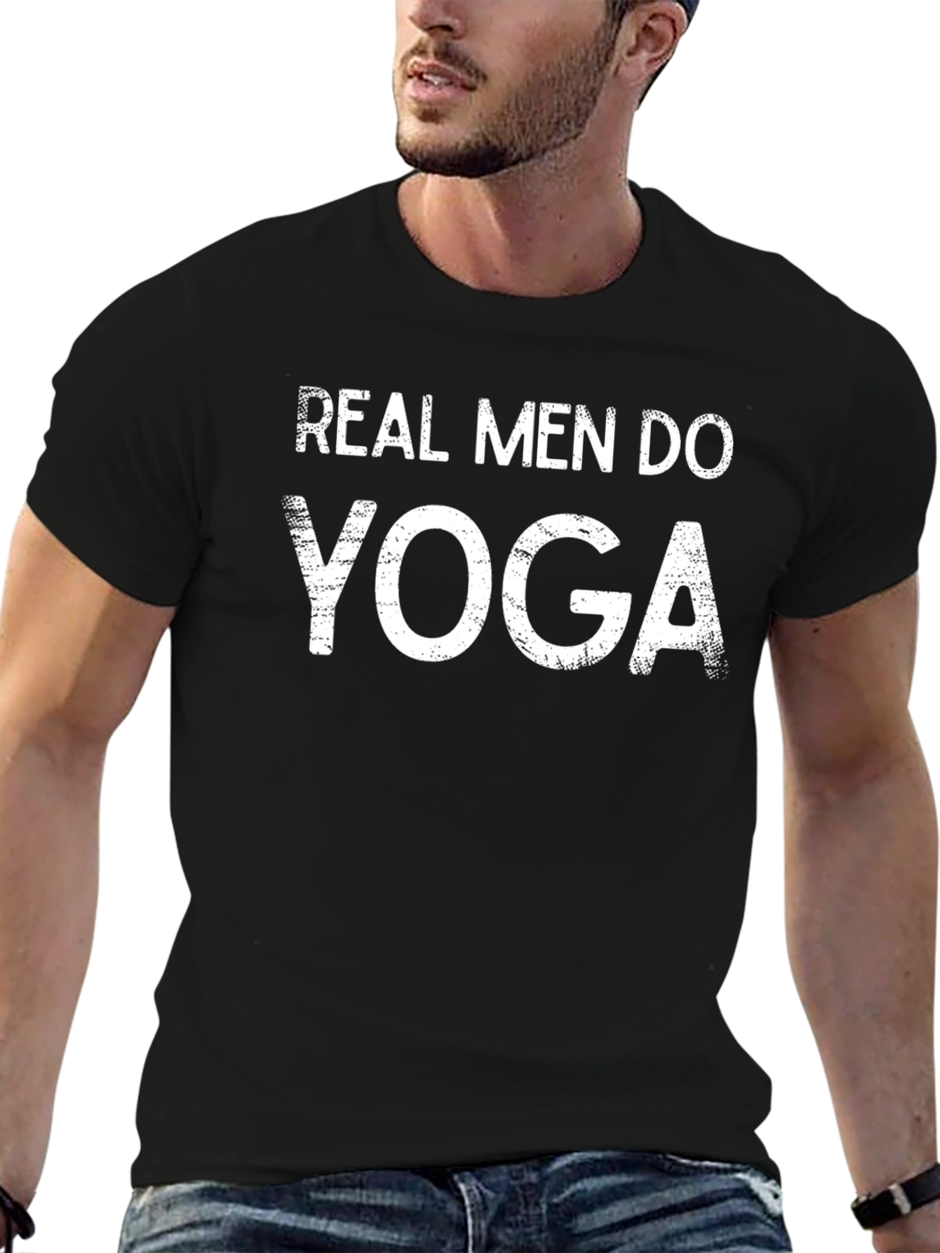 Real Men Do Yoga Black T-Shirt