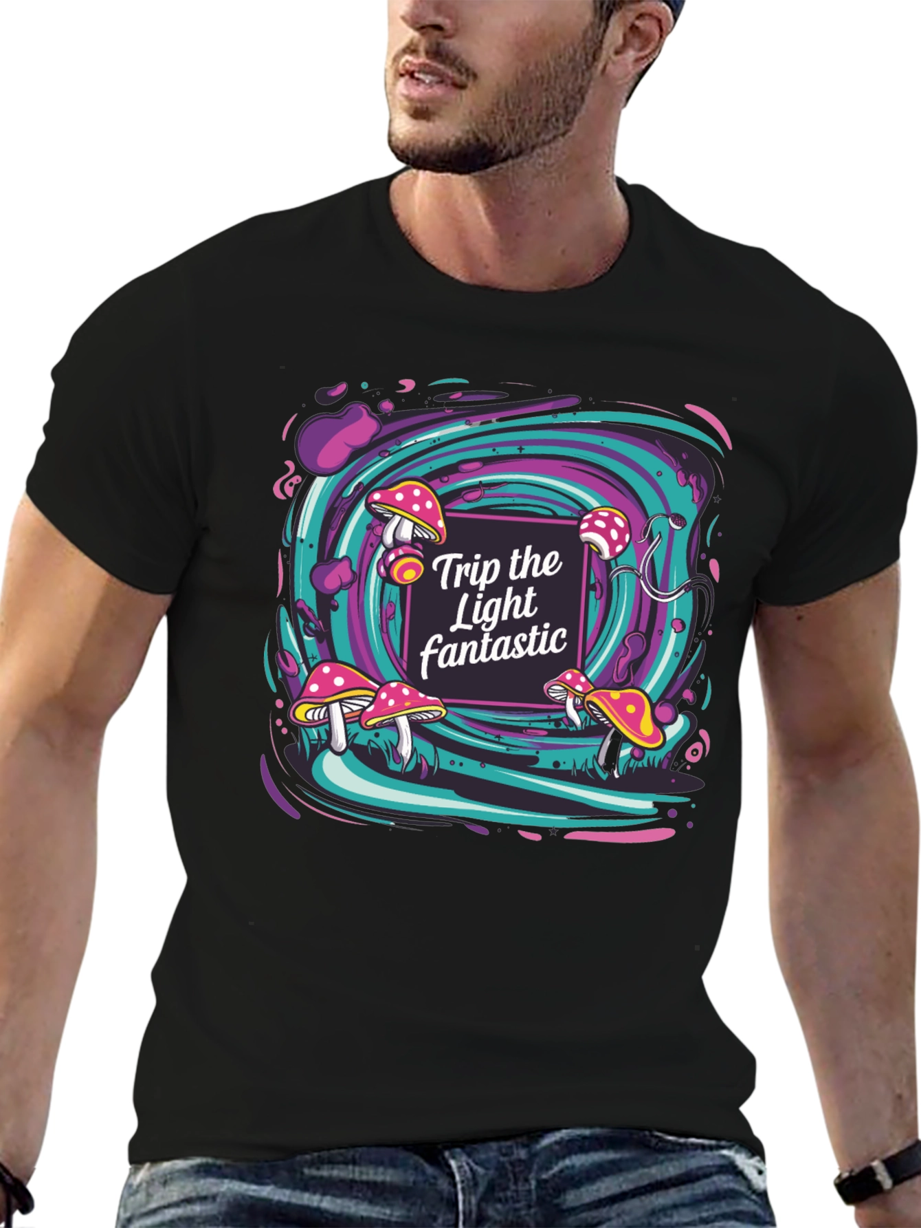 Psychedelic Mushroom Trip T-Shirt - Light Fantastic Design