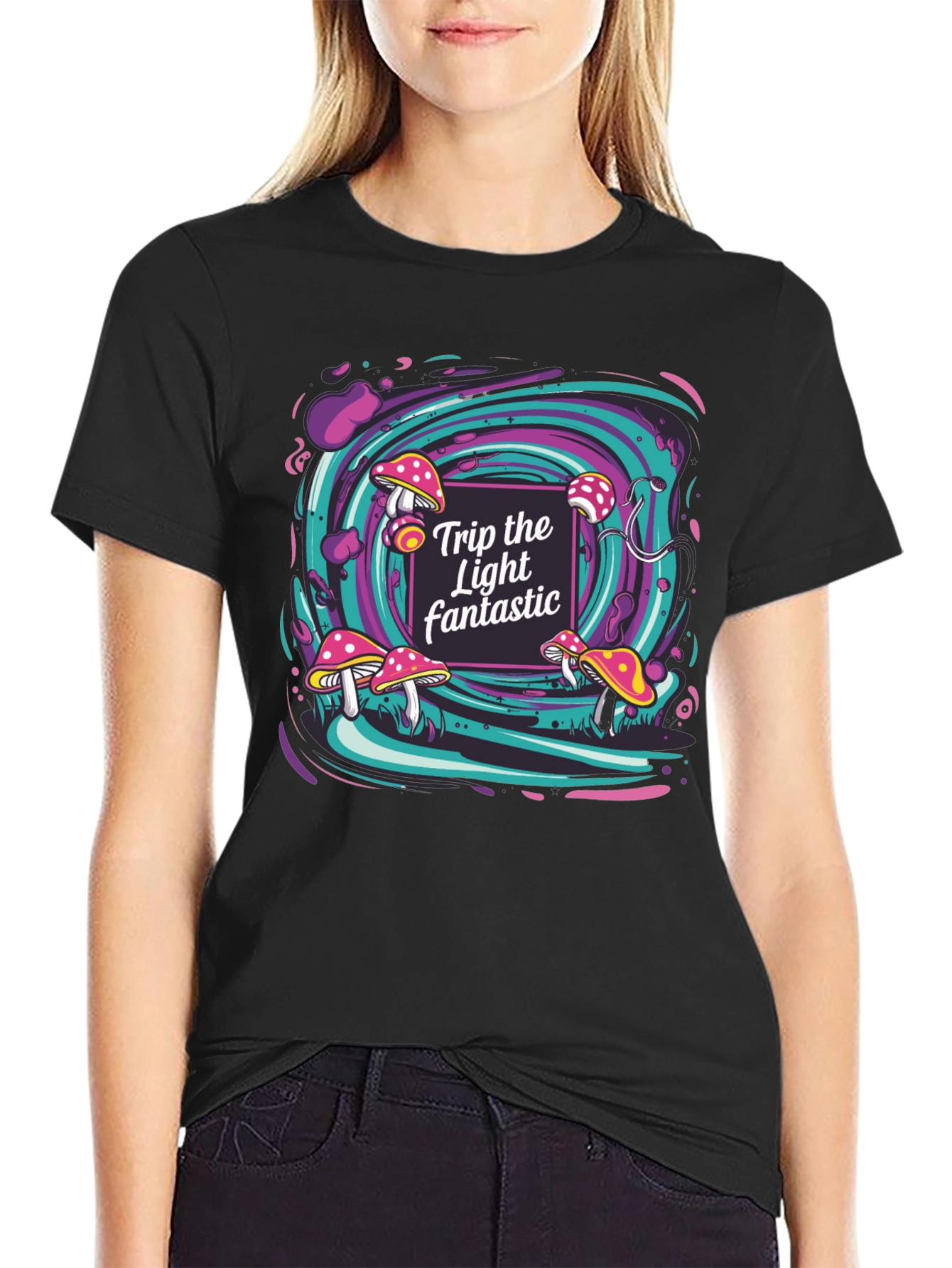 Psychedelic Mushroom Trip T-Shirt - Light Fantastic Design