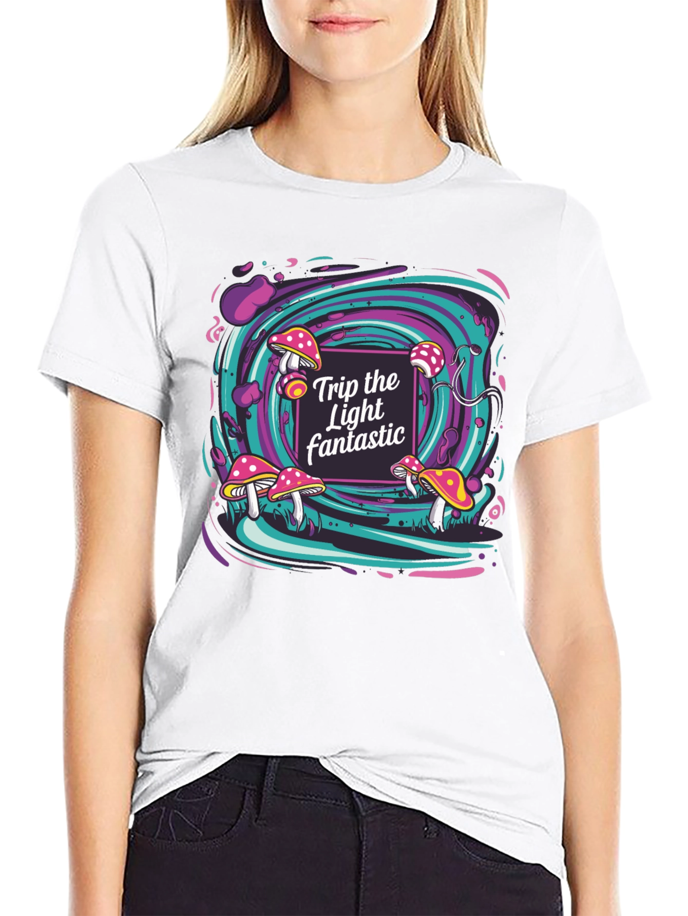 Psychedelic Mushroom Trip T-Shirt - Light Fantastic Design