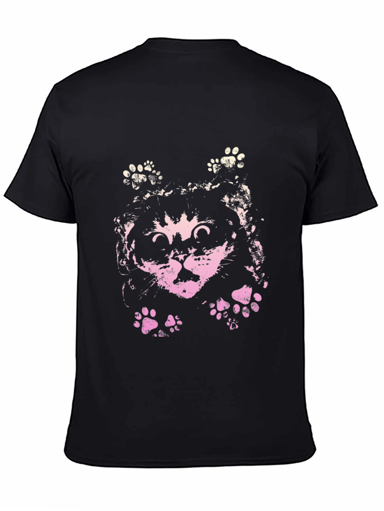Cute Cat Graphic Print Black T-Shirt