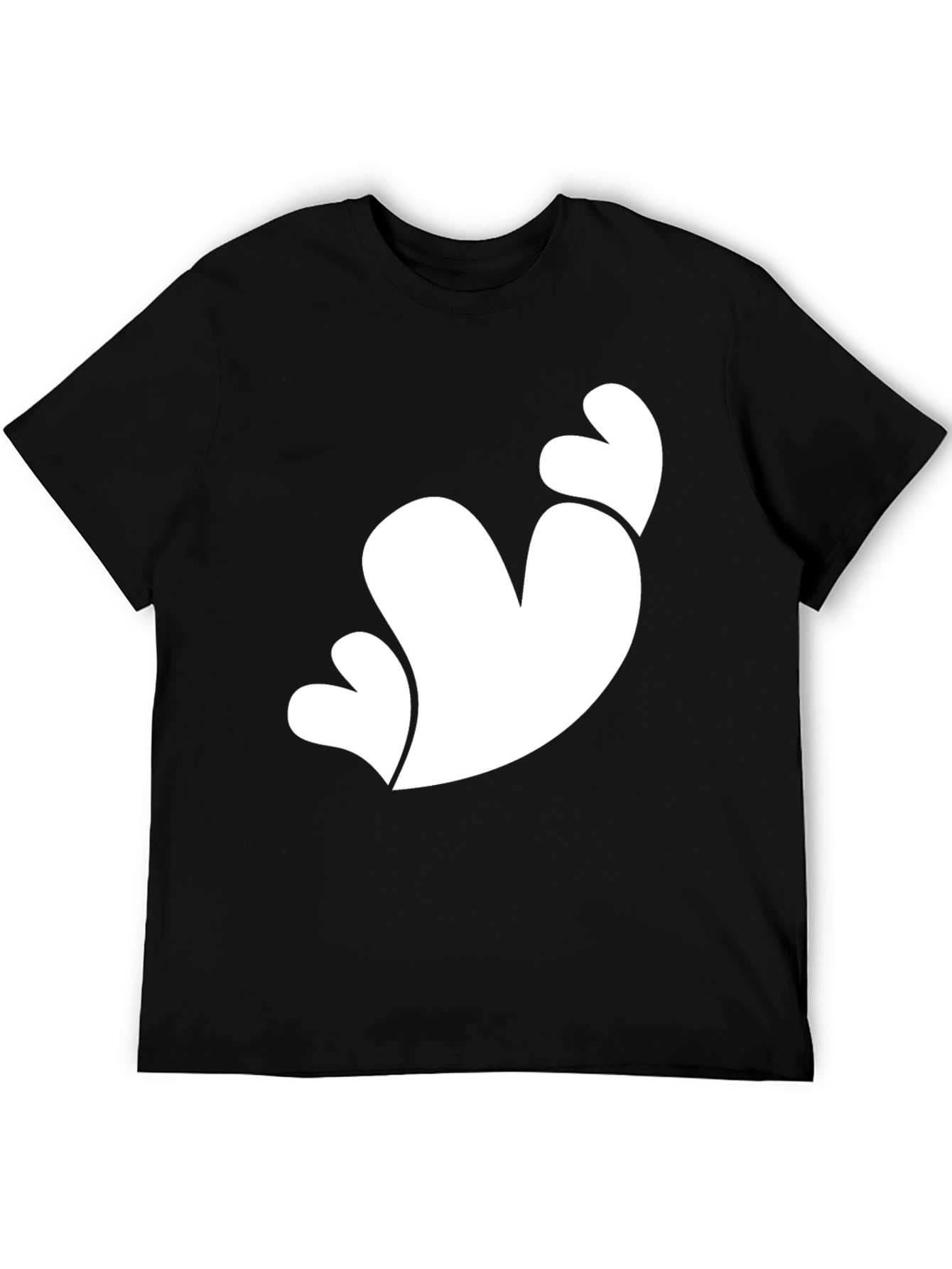Black T-Shirt with White Heart Graphic