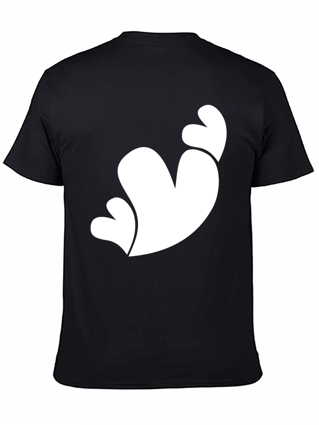 Black T-Shirt with White Heart Graphic