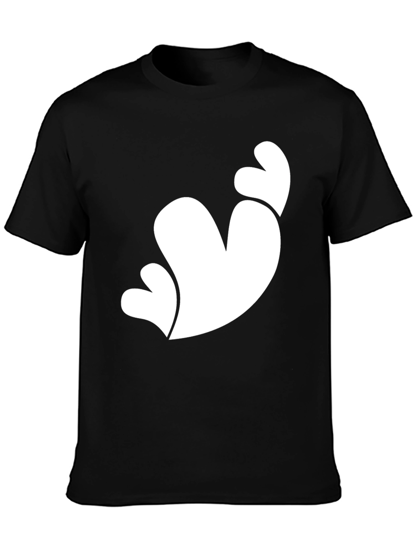 Black T-Shirt with White Heart Graphic