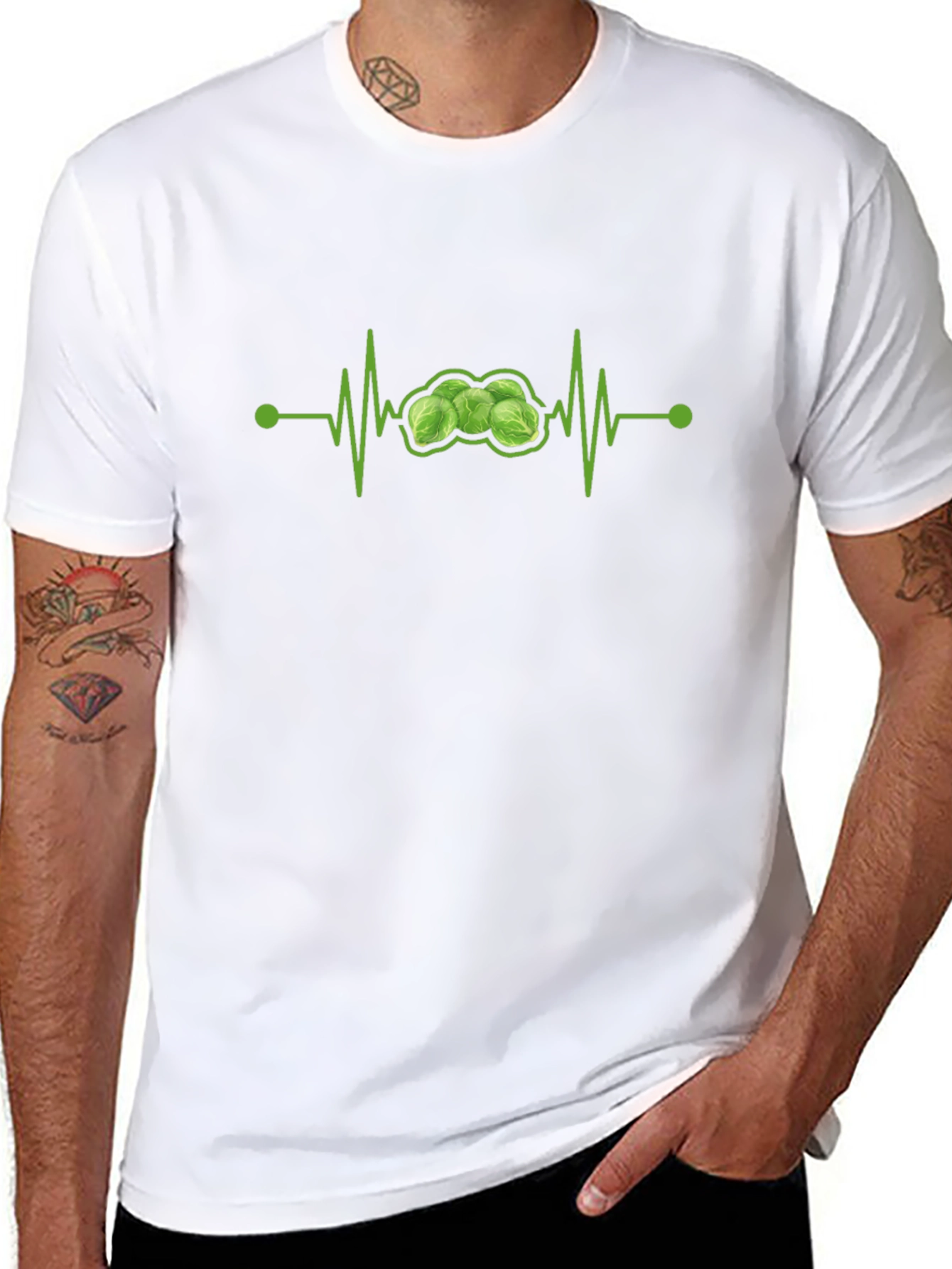 Brussels Sprouts Heartbeat T-Shirt - Funny Veggie Tee
