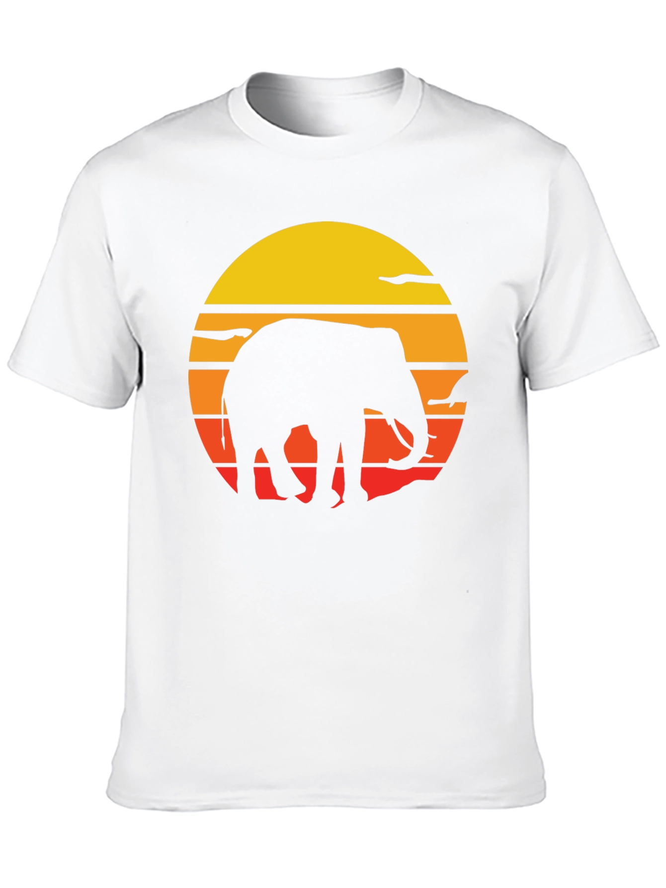 Elephant Sunset Graphic Tee - Black Cotton T-Shirt