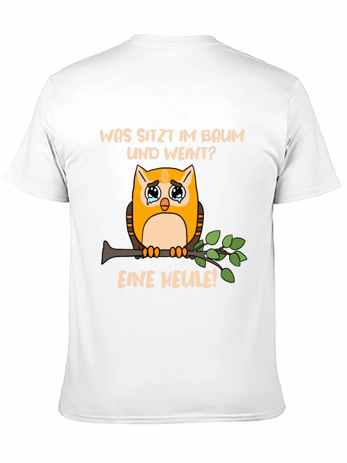 Funny Owl Pun T-Shirt: What Sits and Cries?