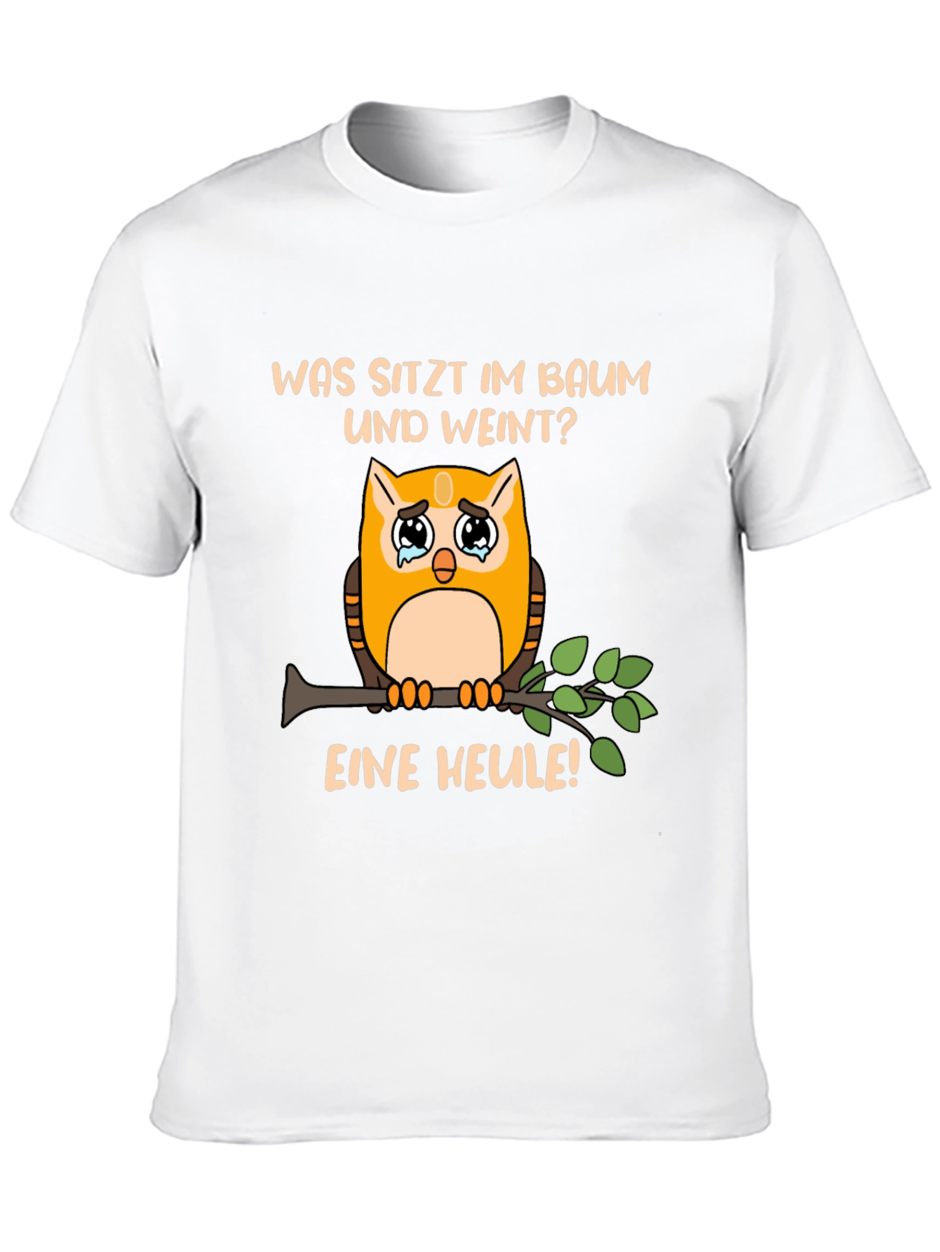 Funny Owl Pun T-Shirt: What Sits and Cries?