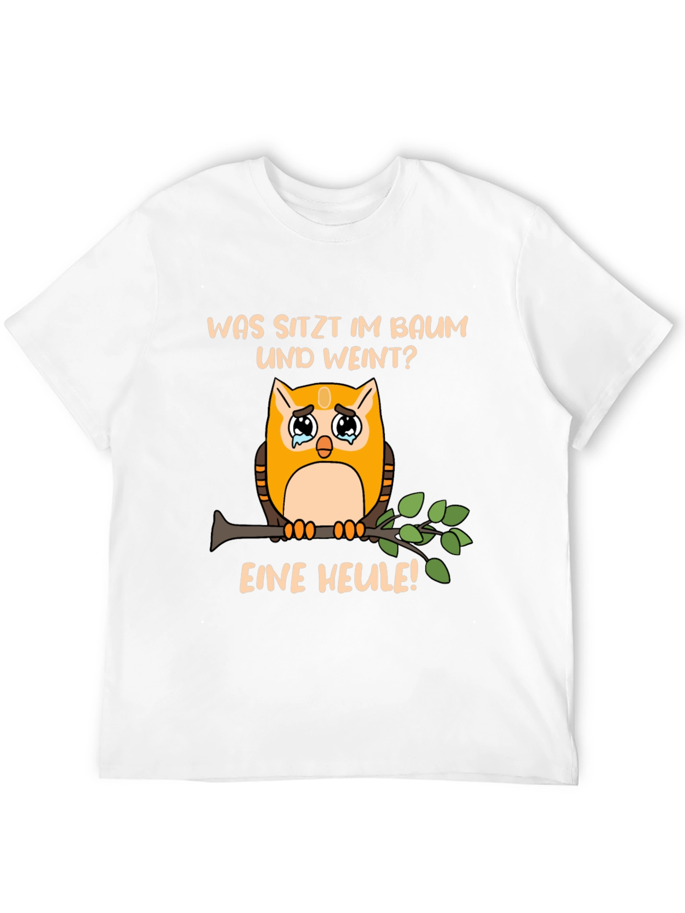 Funny Owl Pun T-Shirt: What Sits and Cries?