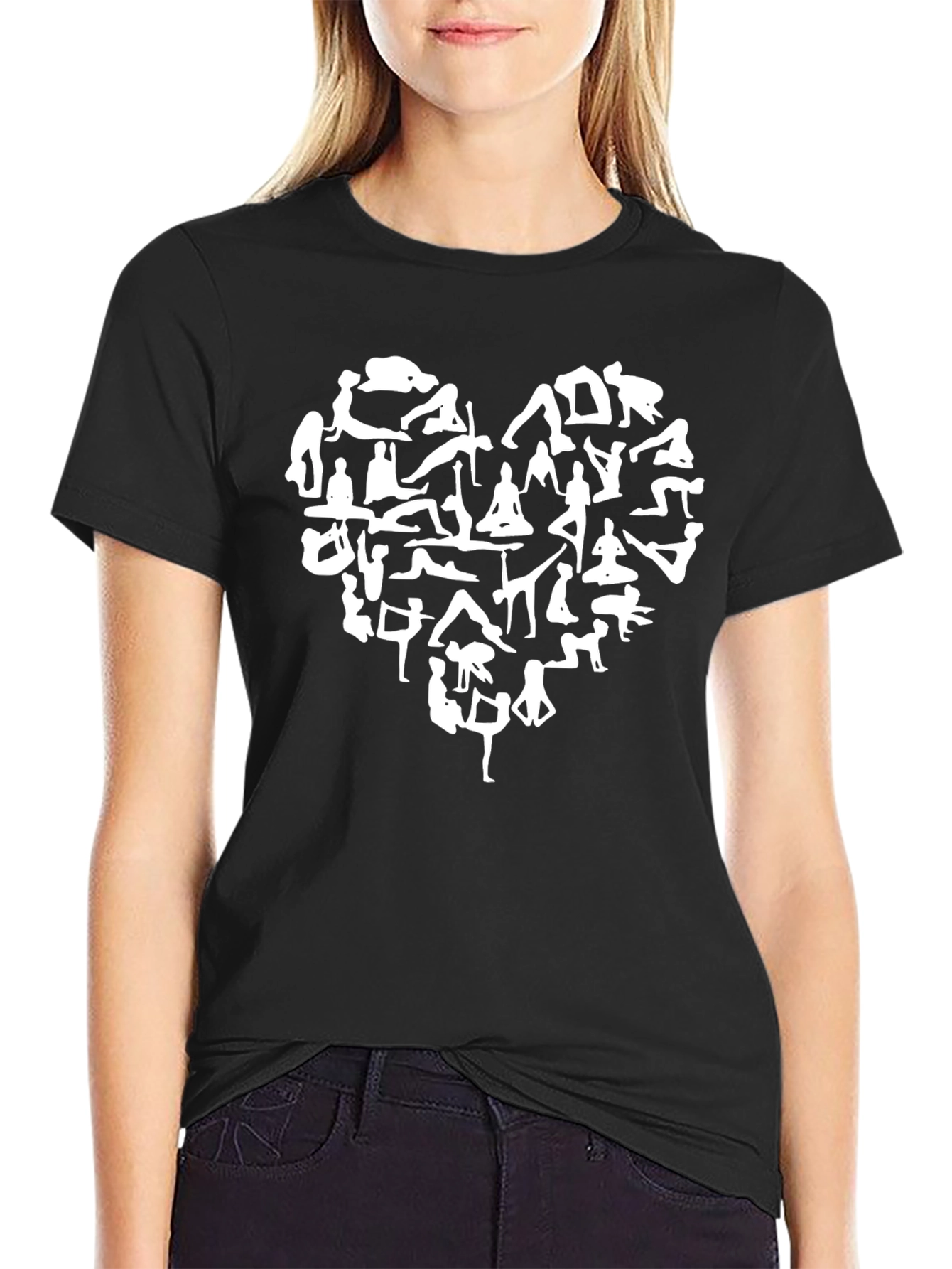 Yoga Heart Graphic Tee - Black