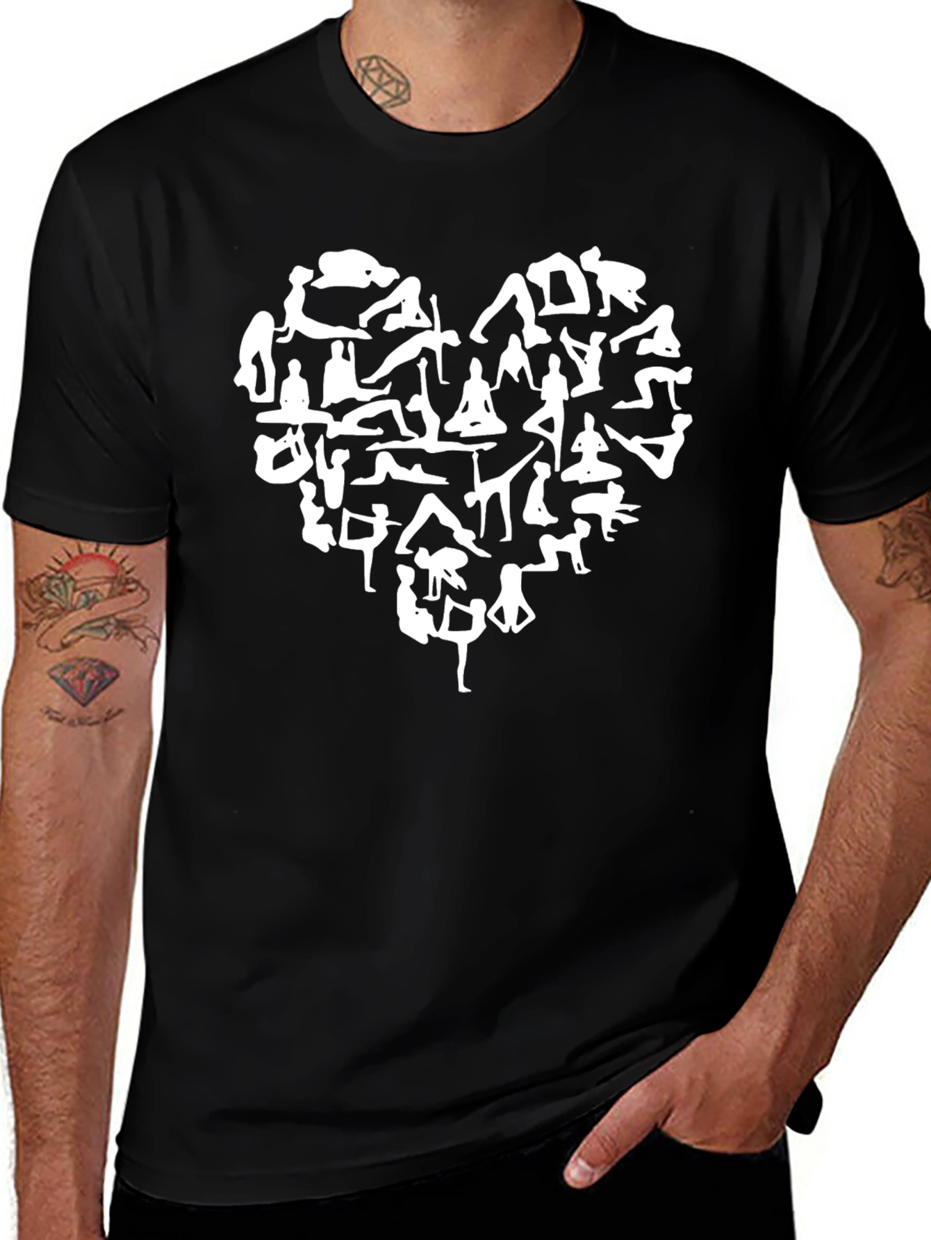 Yoga Heart Graphic Tee - Black