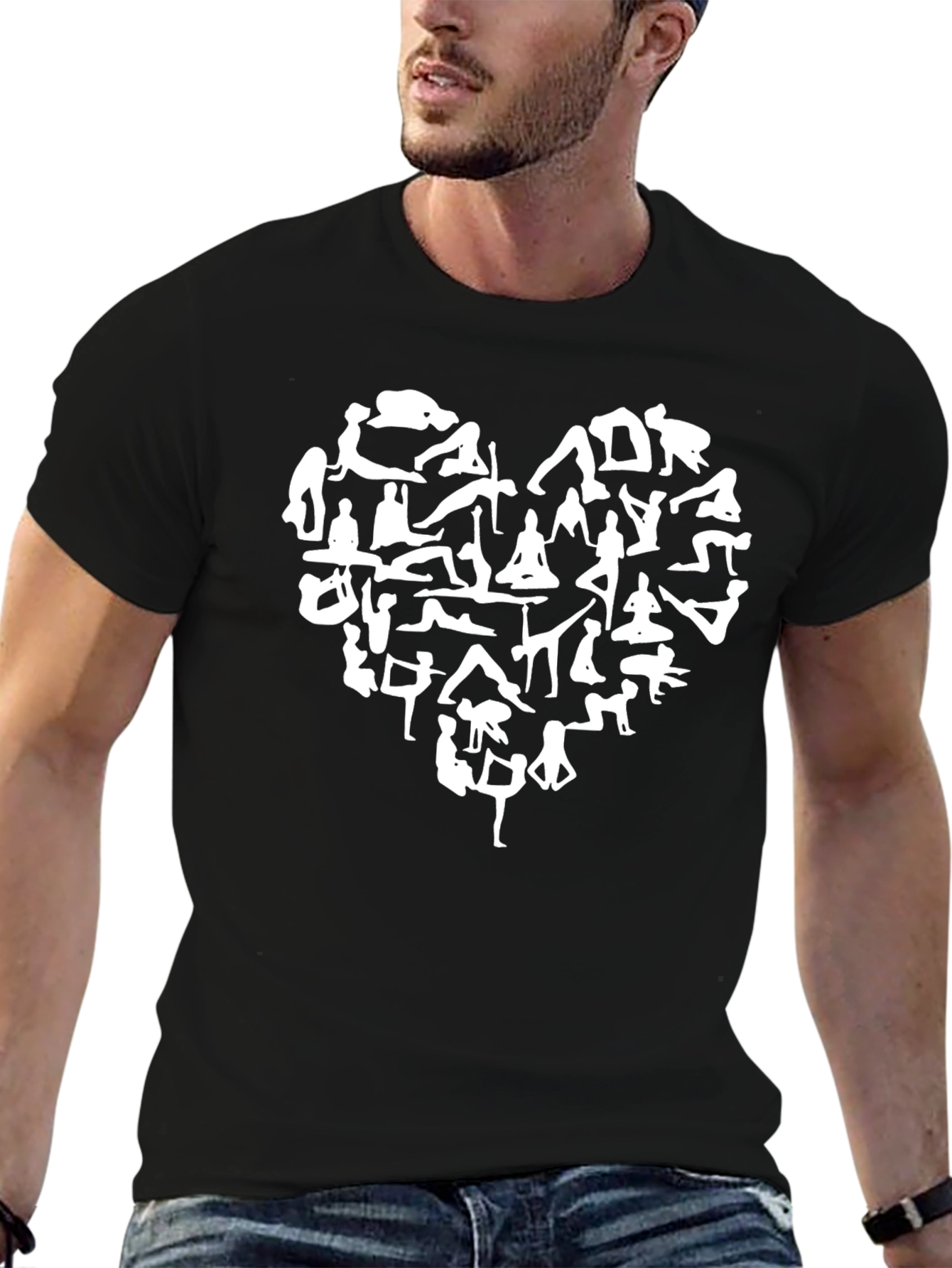 Yoga Heart Graphic Tee - Black