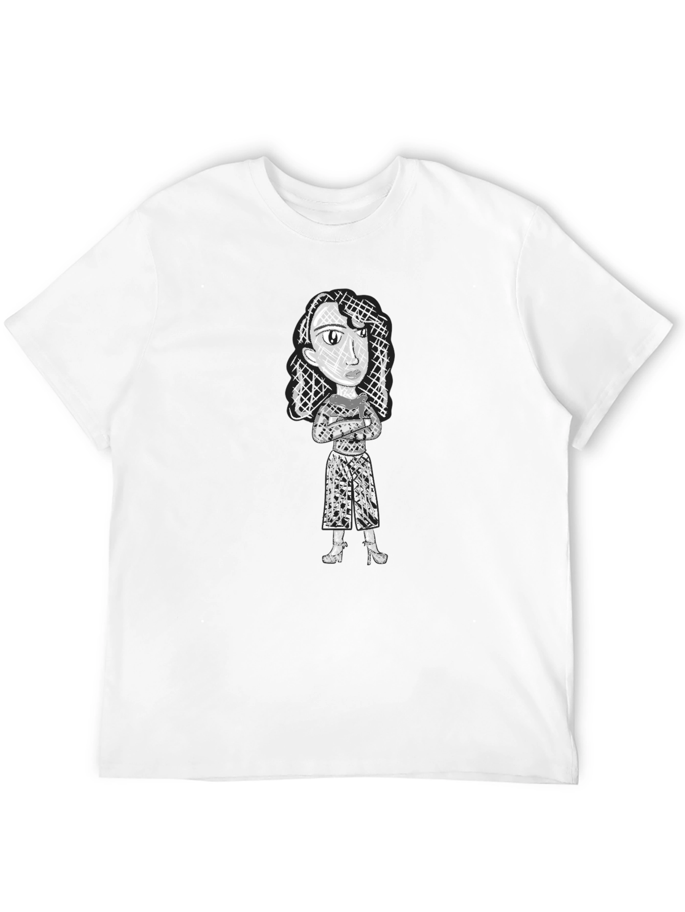 Abstract Woman Graphic Print Black T-Shirt