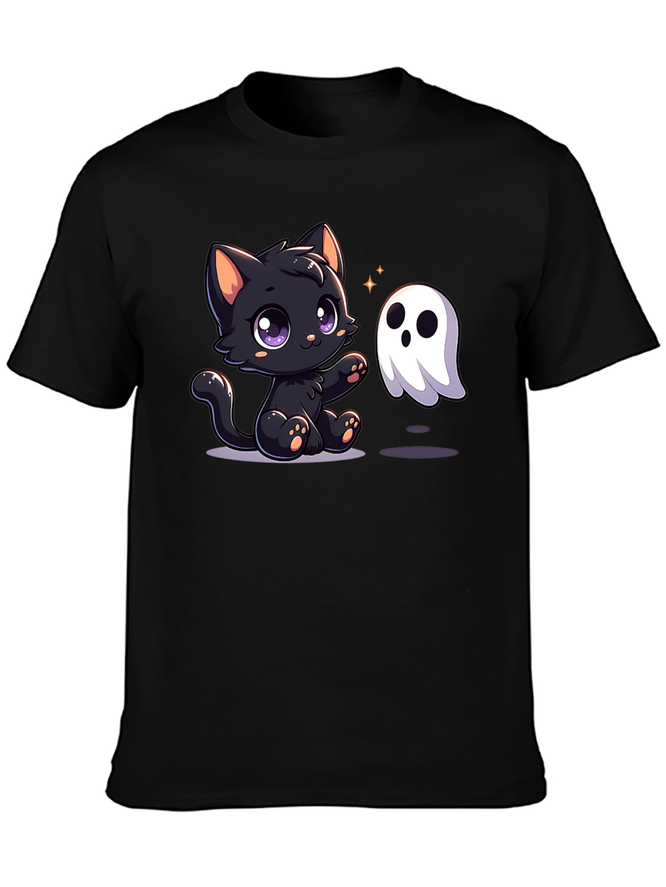 Cute Cat & Ghost Halloween T-Shirt