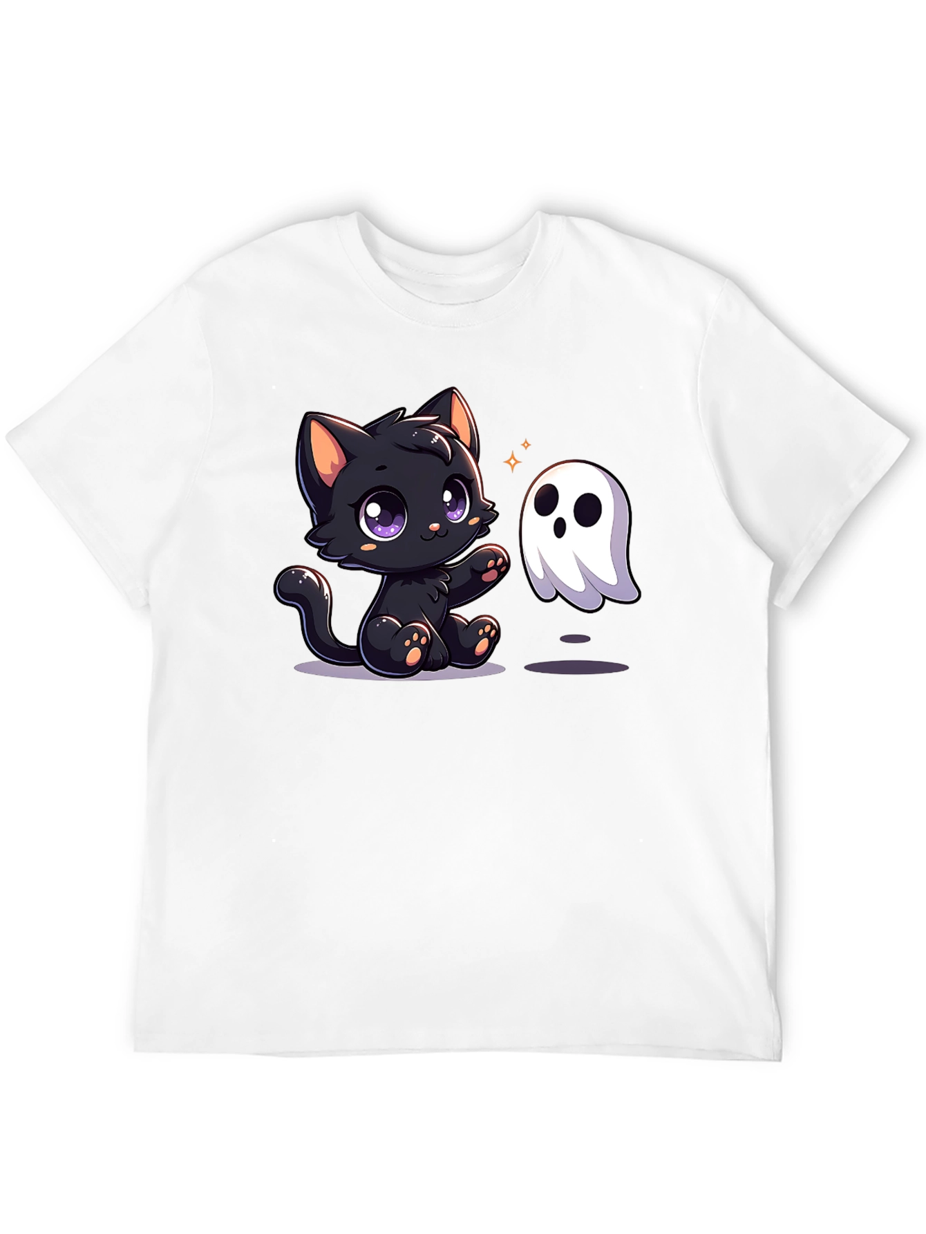 Cute Cat & Ghost Halloween T-Shirt
